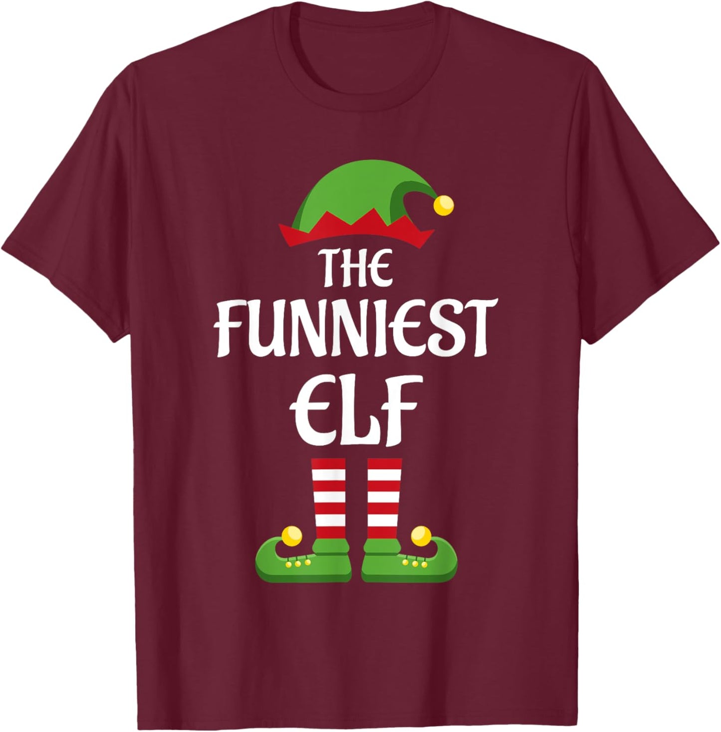 Funniest Elf Family Matching Group Christmas T-Shirt - T-Shirt | Maroon