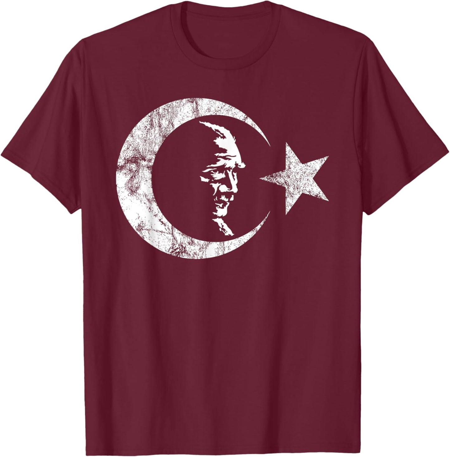 Mustafa Kemal Ataturk Turkish Flag Turkey T-Shirt - T-Shirt | Maroon