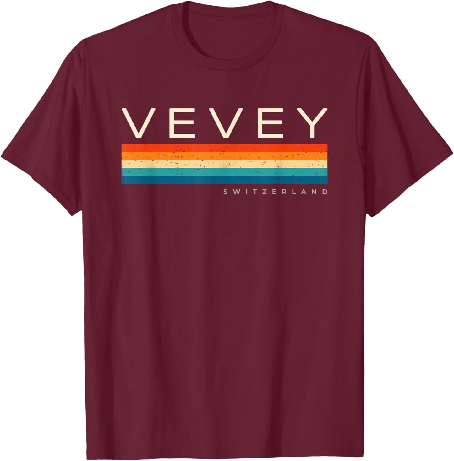 Vevey Switzerland Retro Design T-Shirt - T-Shirt | Maroon