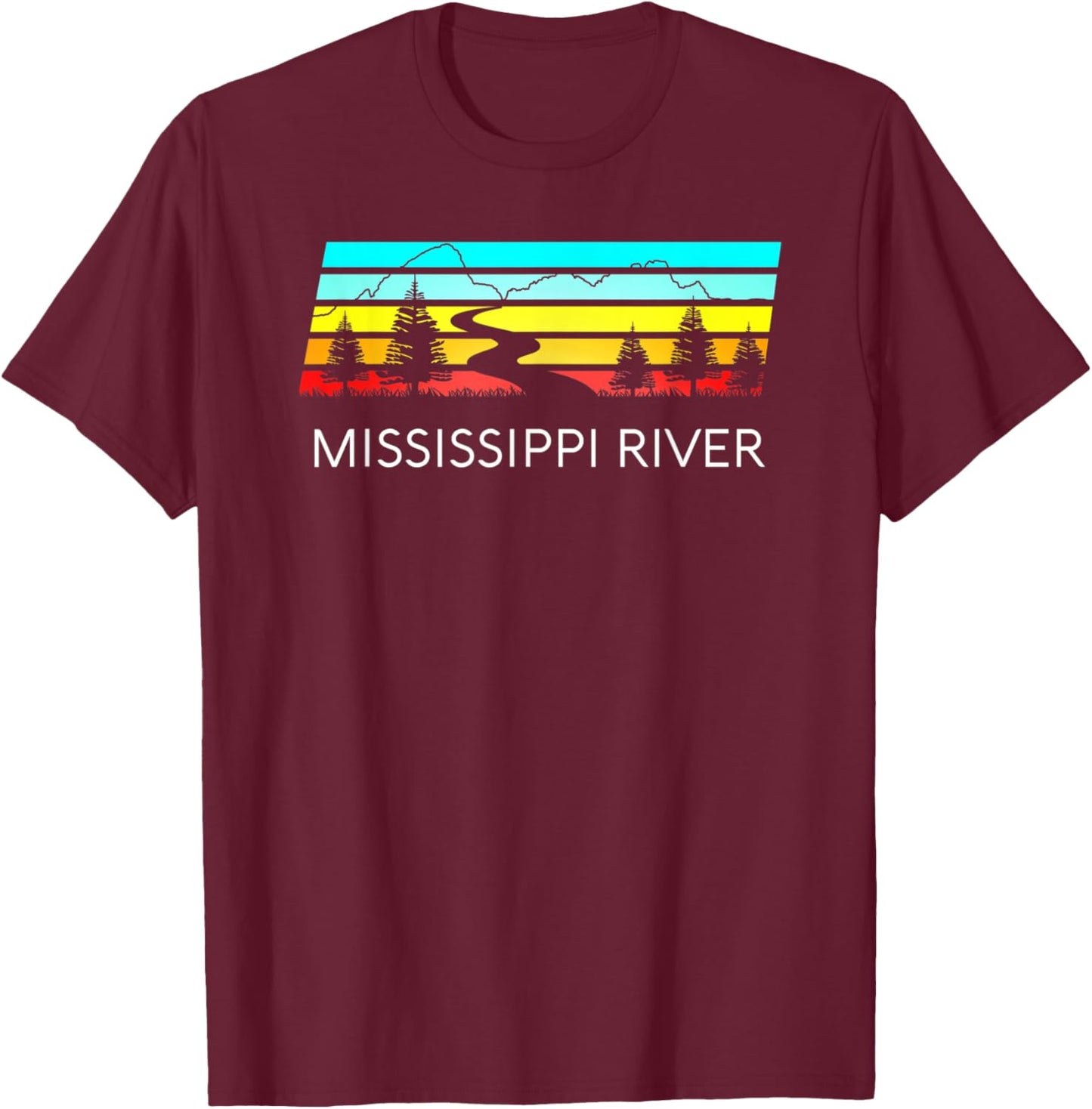 Mississippi River Retro Vintage Delta Louisiana Lake Itasca T-Shirt - T-Shirt | Maroon