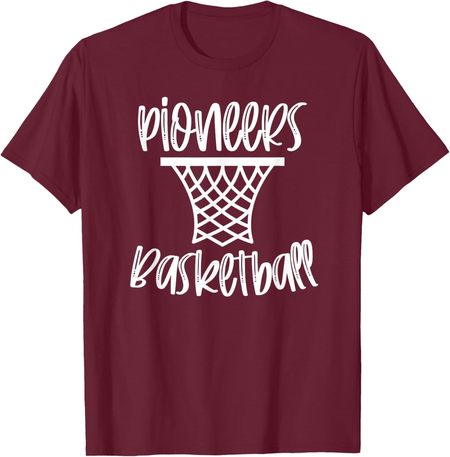 Pioneers Basketball Team Mascot School Spirit Game Night T-Shirt - T-Shirt | Maroon