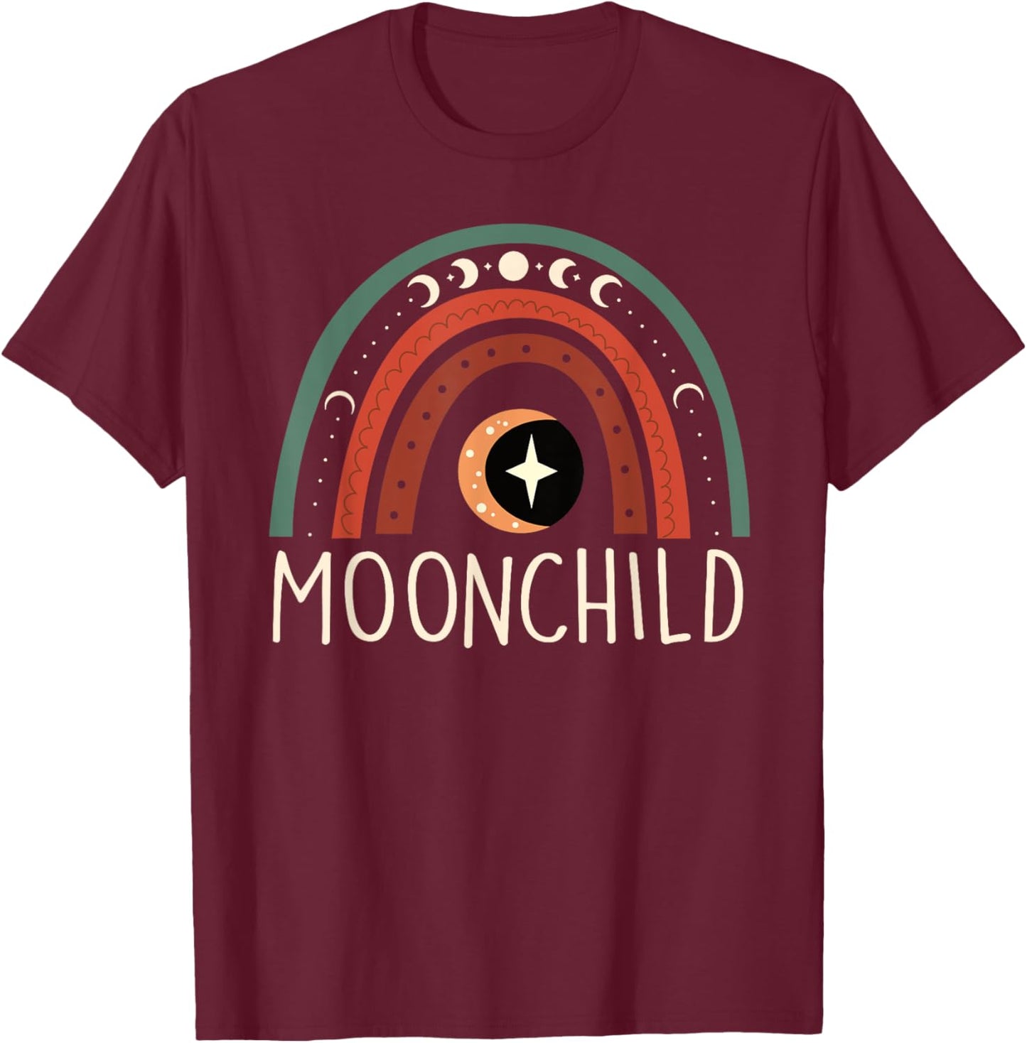 Cool moon child , Stay Wild boho Vibes, hippie bohemian T-Shirt - T-Shirt | Maroon