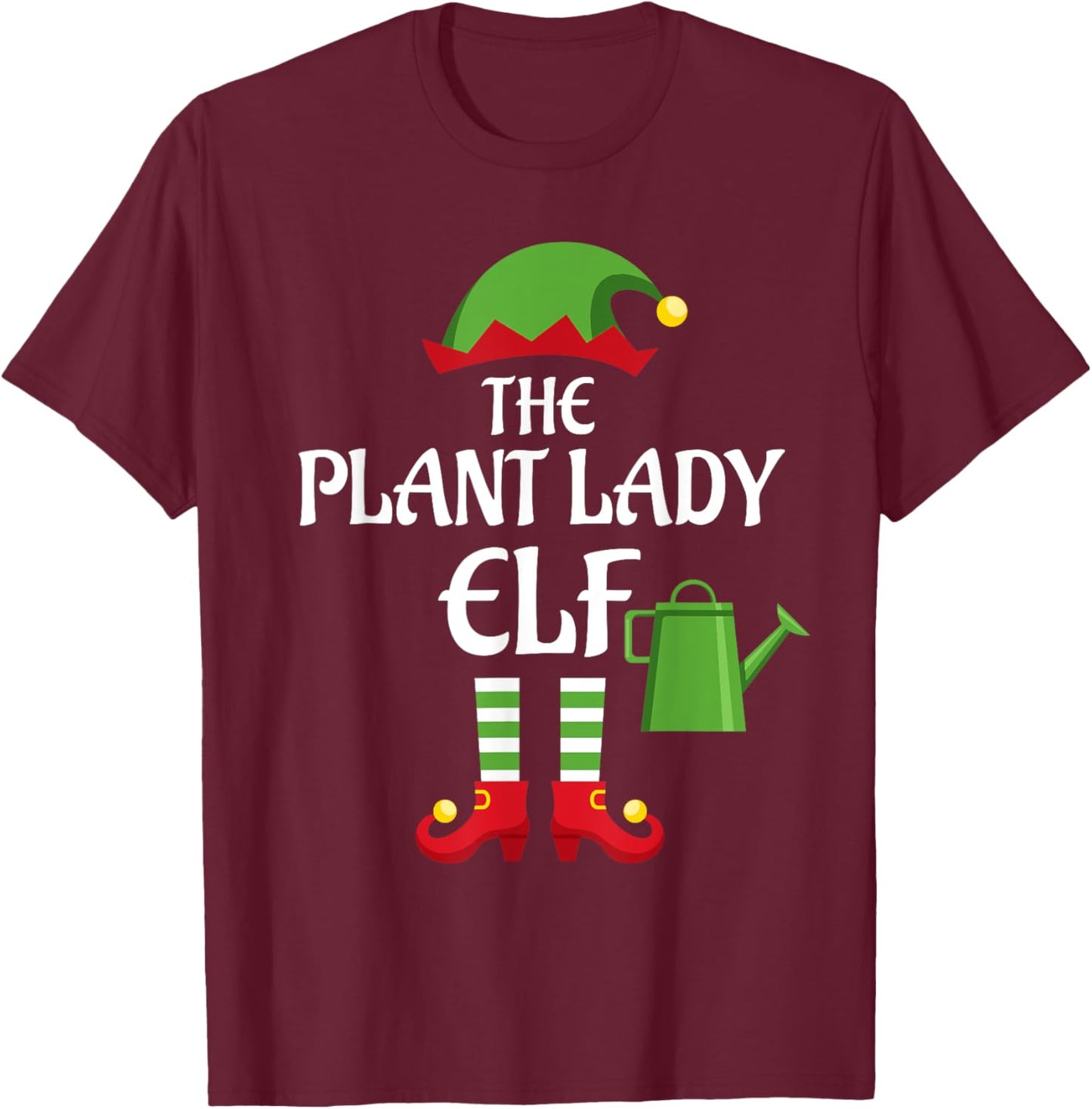 Plant Lady Elf Family Matching Group Christmas T-Shirt - T-Shirt | Maroon