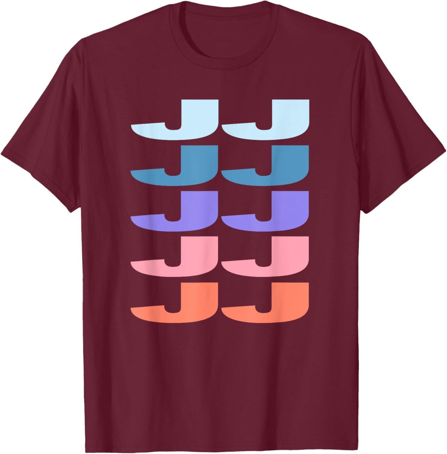 Funny Modern Repeated Text Design JJ T-Shirt - T-Shirt | Maroon