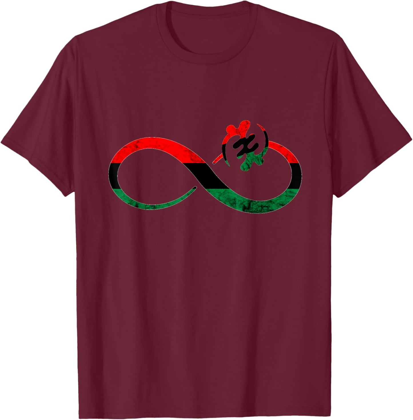 Gye Nyame Adinkra Pan African Infinity African Flag T-Shirt - T-Shirt | Maroon
