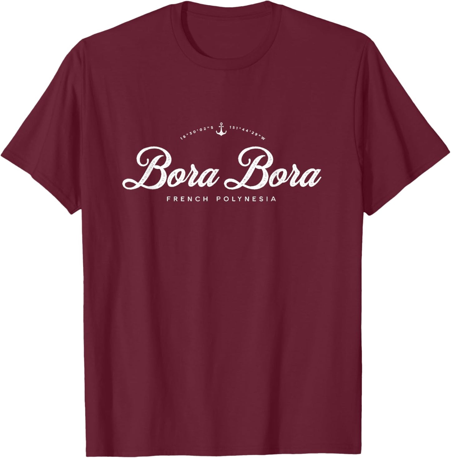 Bora Bora Vintage Retro T-Shirt - T-Shirt | Maroon