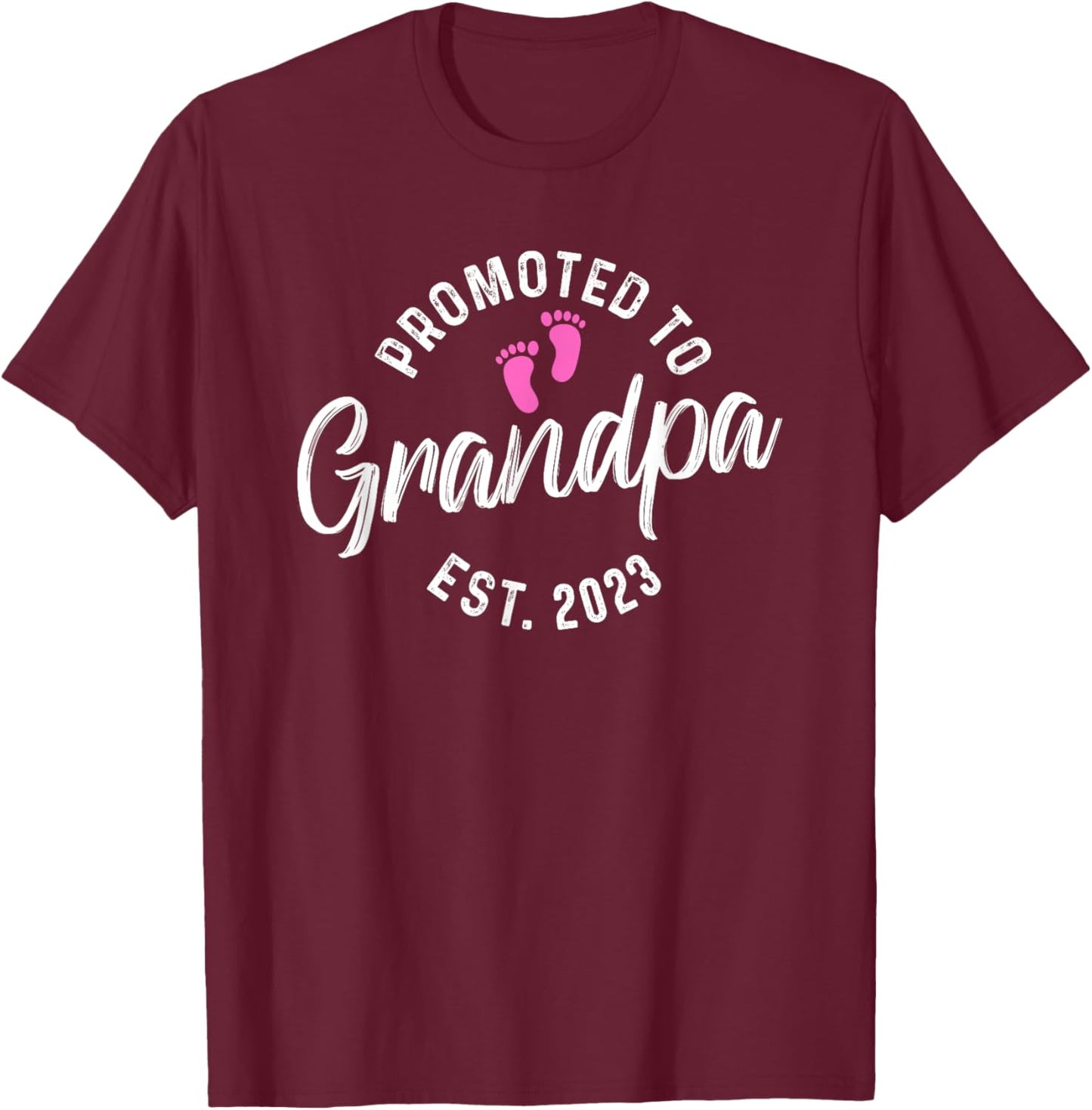 Promoted To Grandpa Est 2023 T-Shirt - T-Shirt | Maroon