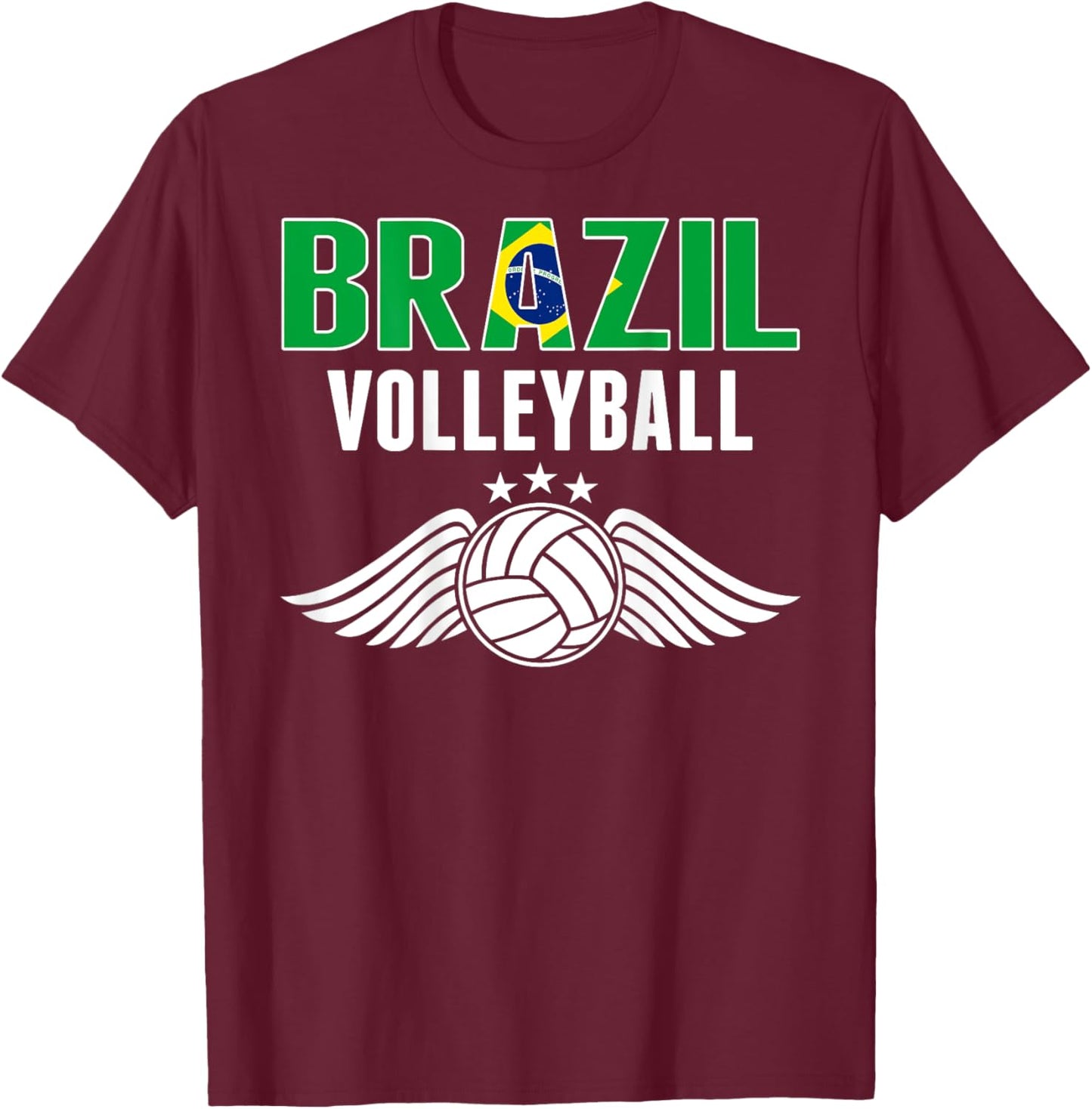 Brazil Volleyball Lovers Jersey - Brazilian Flag Sport Fans T-Shirt - T-Shirt | Maroon