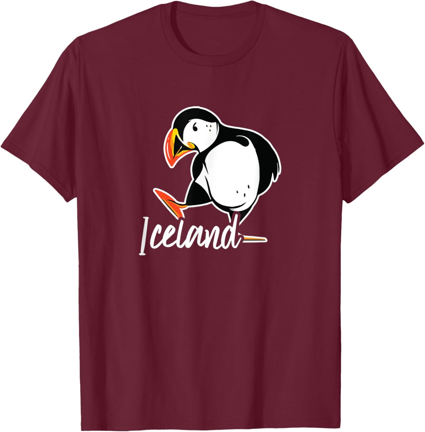 Iceland Shirt with Puffin Bird T-Shirt - T-Shirt | Maroon