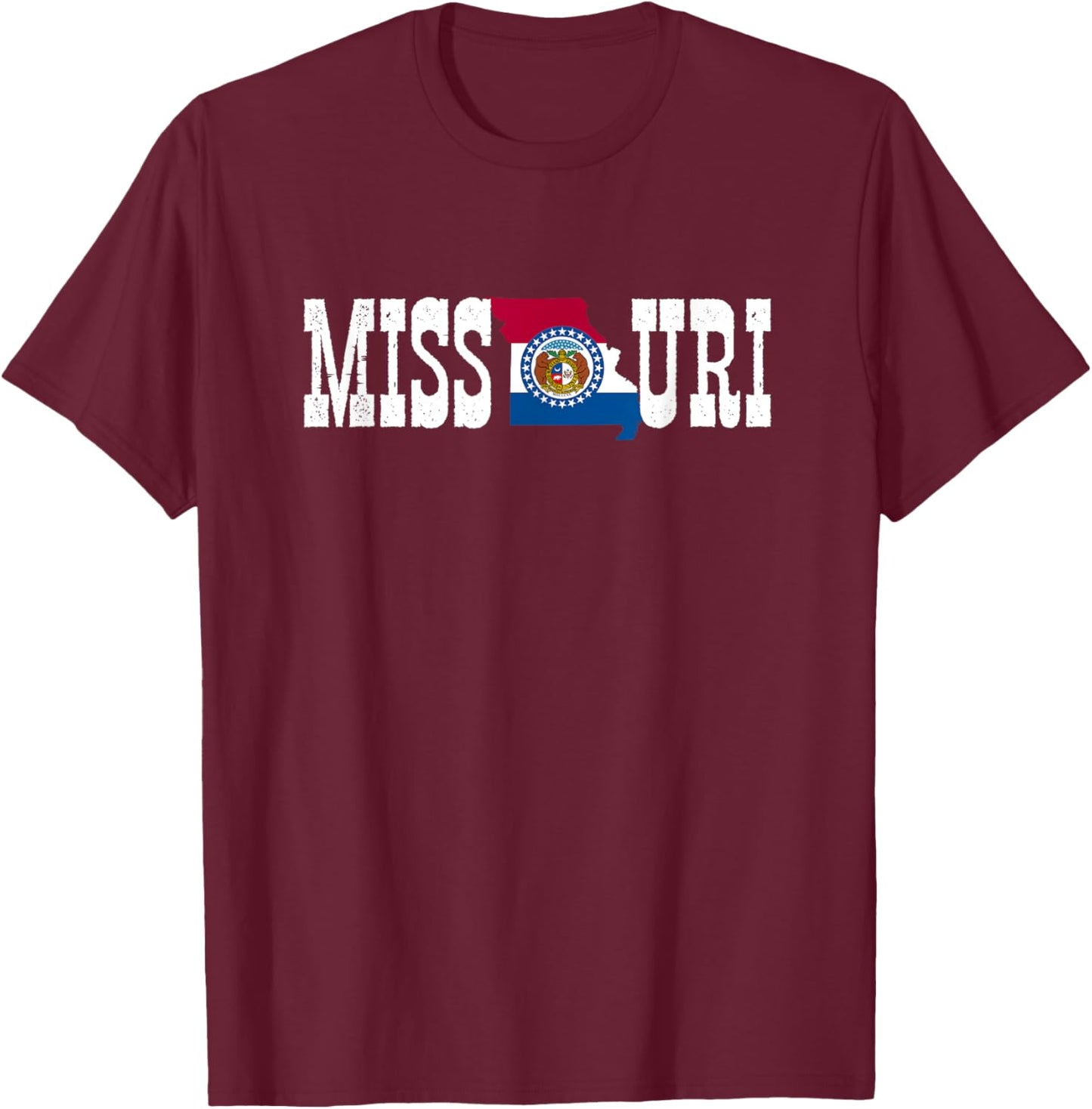 Missouri State and Missouri Flag with Pride for Missouri T-Shirt - T-Shirt | Maroon