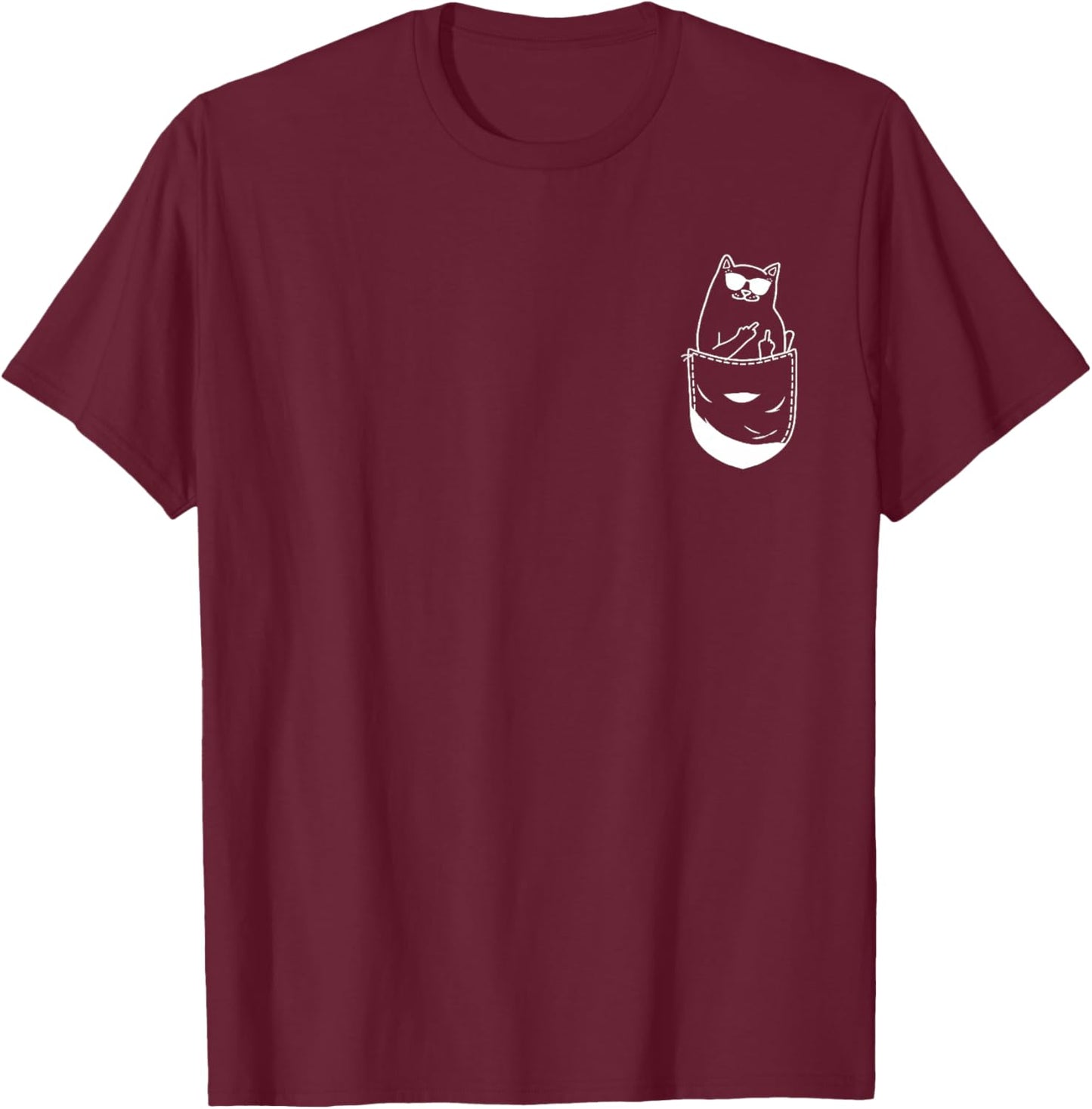 Pocket Cats Flipping Off Hilarious Animal Meme Kitten Owner T-Shirt - T-Shirt | Maroon