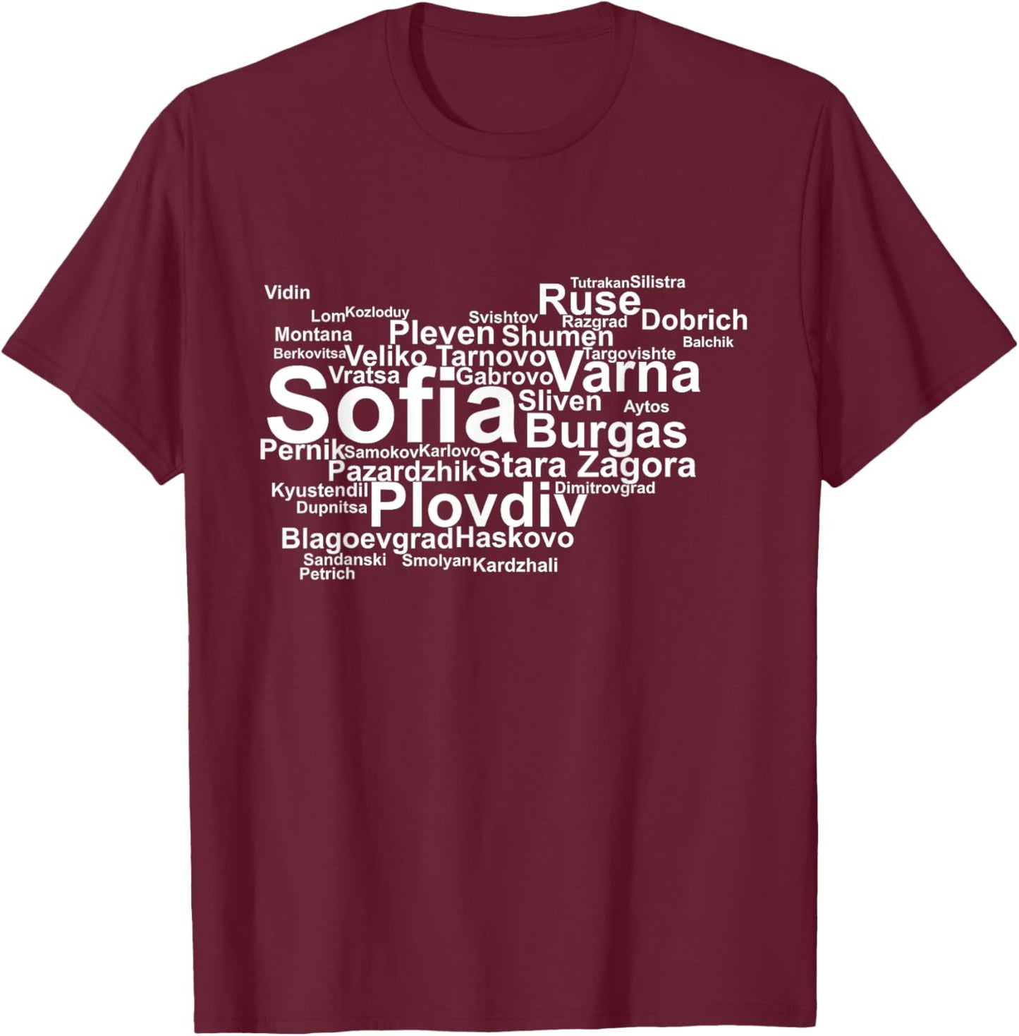 Bulgaria Travel, Sofia Bulgaria, Balkans, Bulgarian Outline T-Shirt - T-Shirt | Maroon