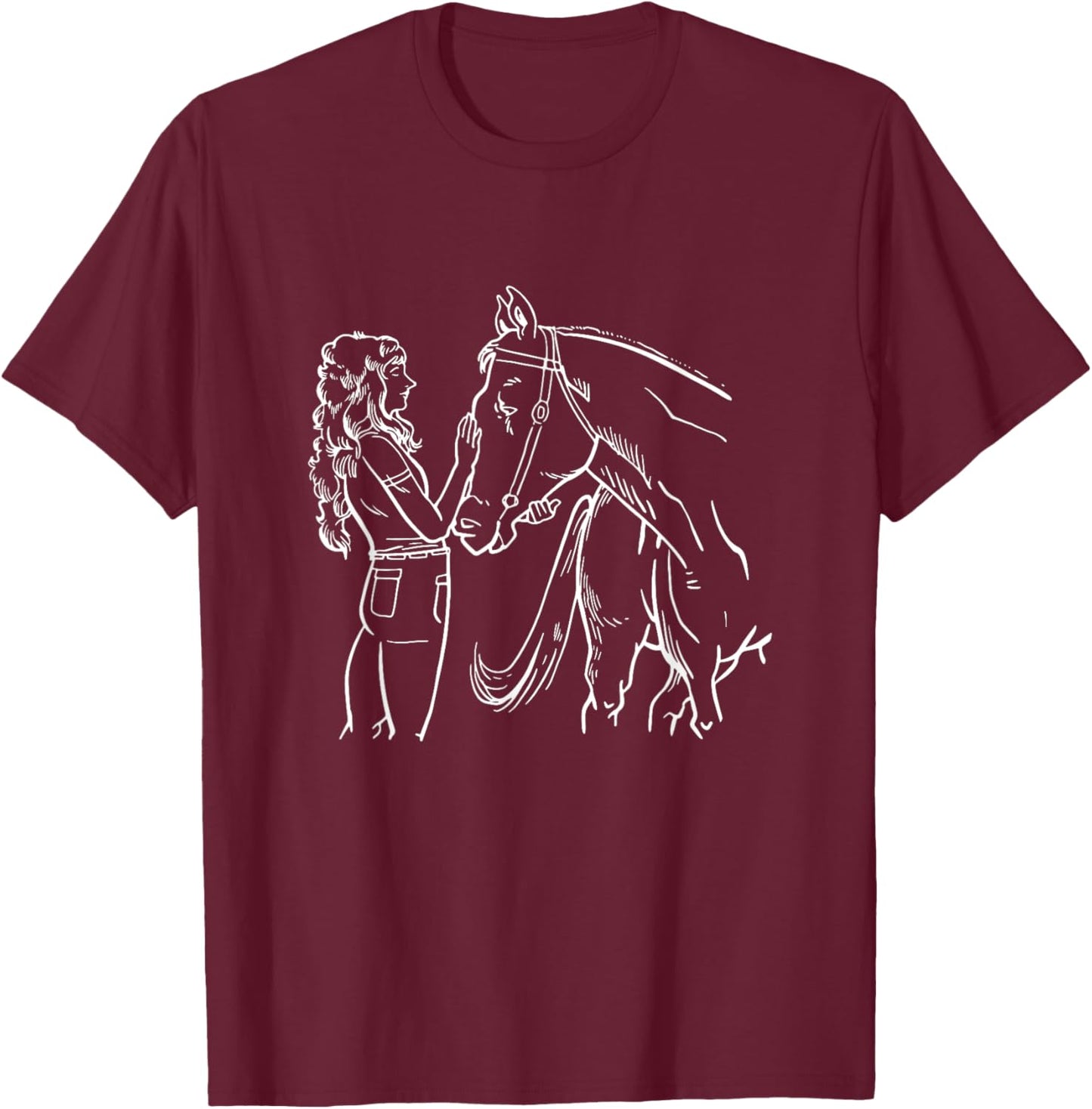 Girl With Horse Woman T-Shirt - T-Shirt | Maroon
