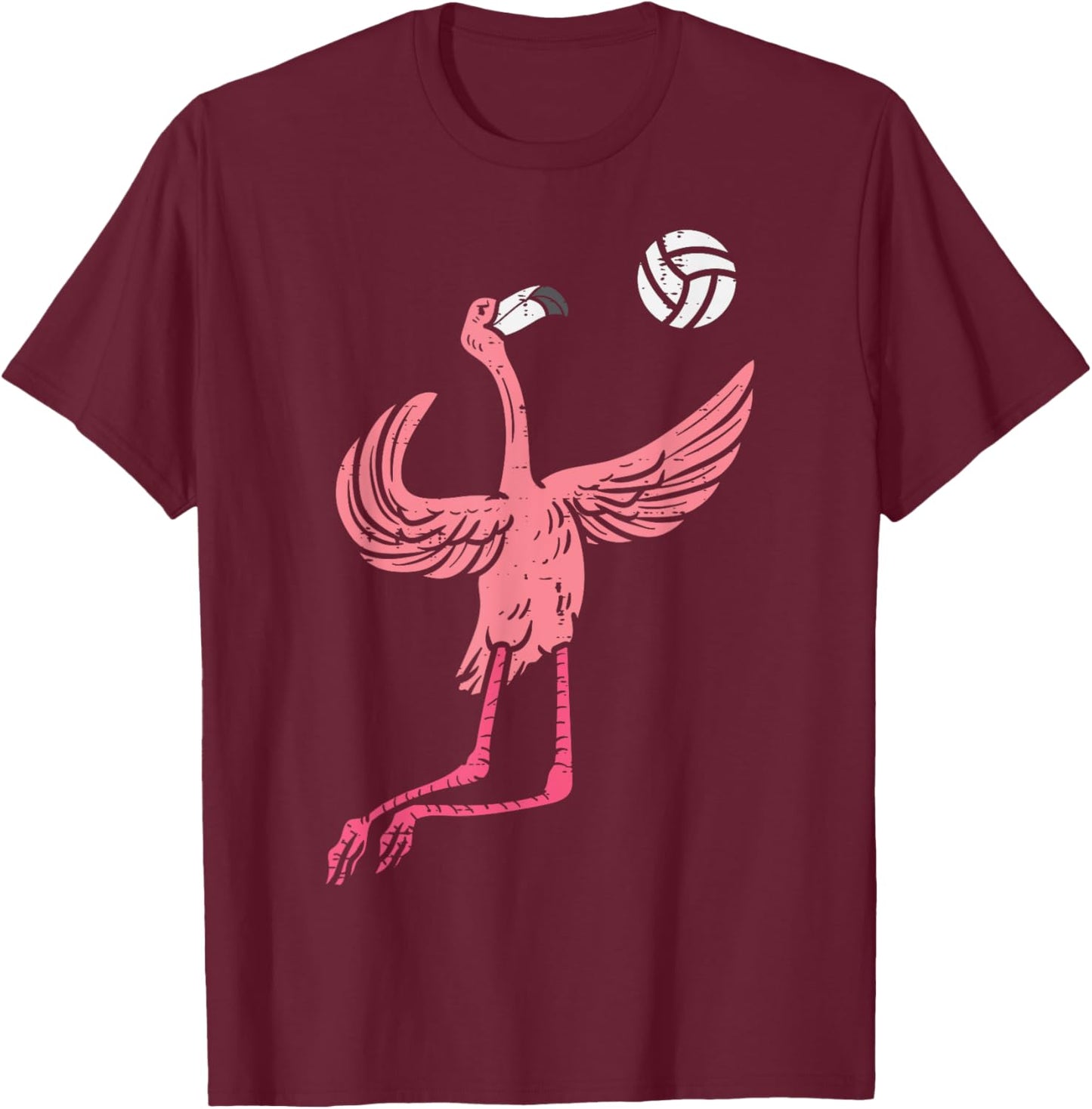 Flamingo Volleyball Spike Serve Player Spiker Women Men T-Shirt - T-Shirt | Maroon