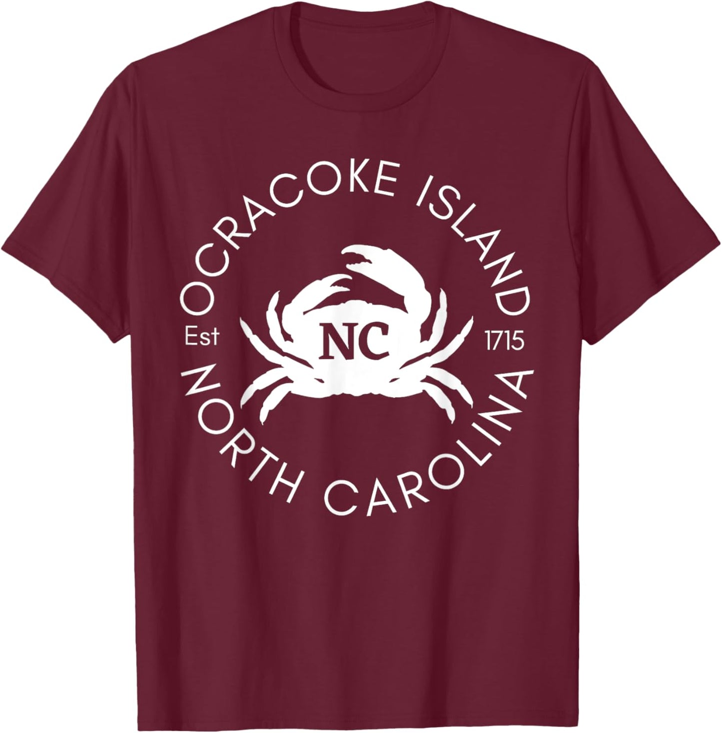 Ocracoke Island North Carolina Crab Beach Ocean Summer Men Women Kids T-Shirt - T-Shirt | Maroon
