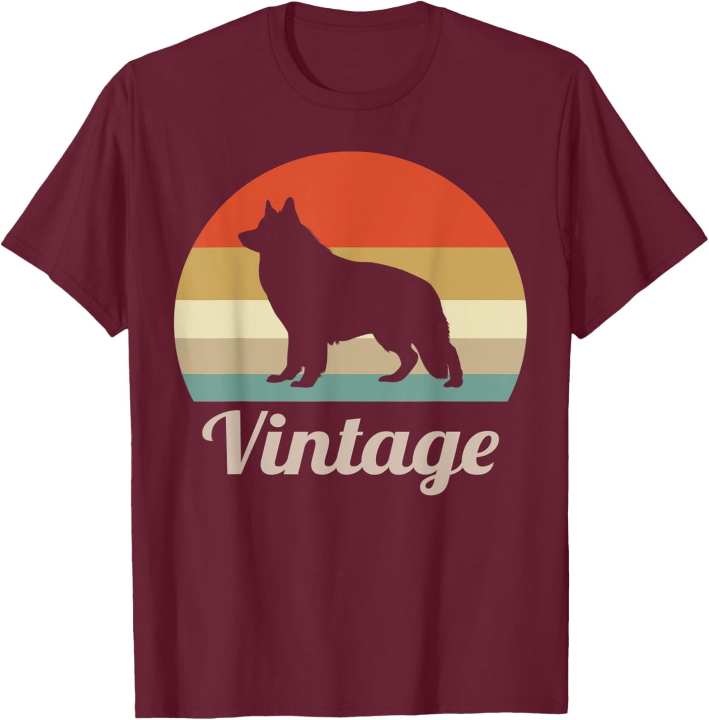 White Swiss Shepherd Dog Lover Vintage Retro Style Men Women Kids T-Shirt - T-Shirt | Maroon