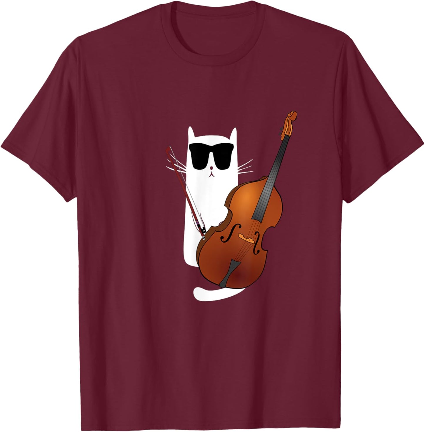 Funny Cat Wearing Sunglasses Playing Viola T-Shirt - T-Shirt | Maroon