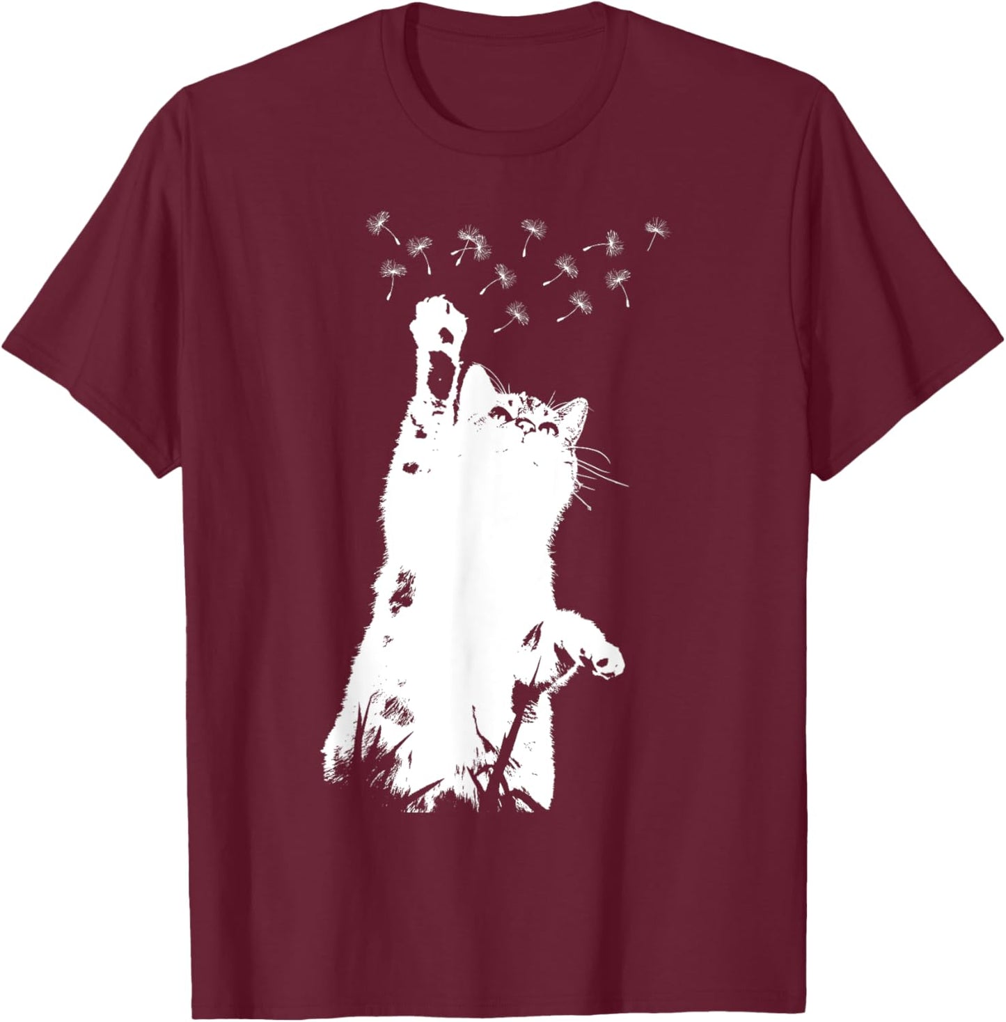 Cat Dandelion Beautiful Flower Motif Flowers Dandelion Lady T-Shirt - T-Shirt | Maroon