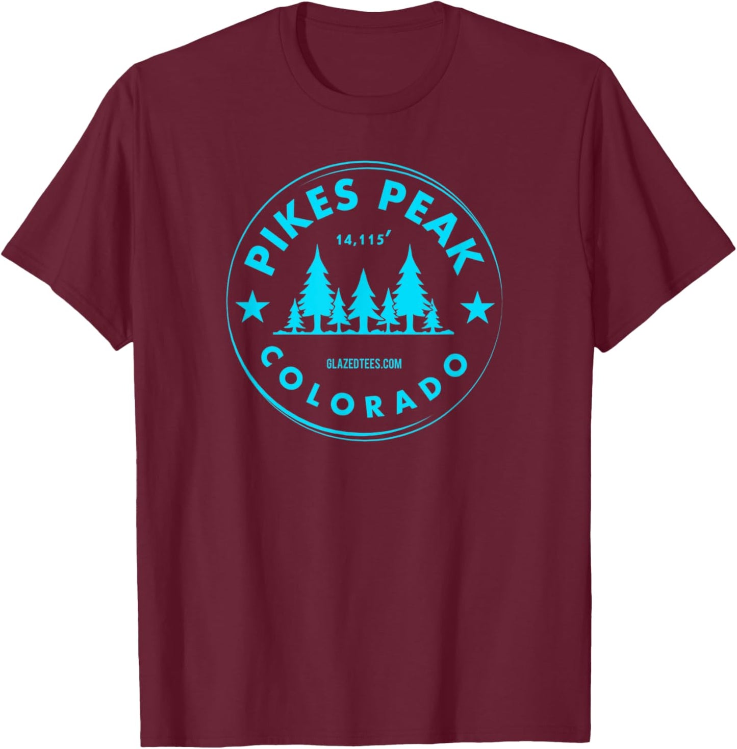 Pikes Peak Colorado – Mountain Forest CO Bluebird Day T-Shirt - T-Shirt | Maroon