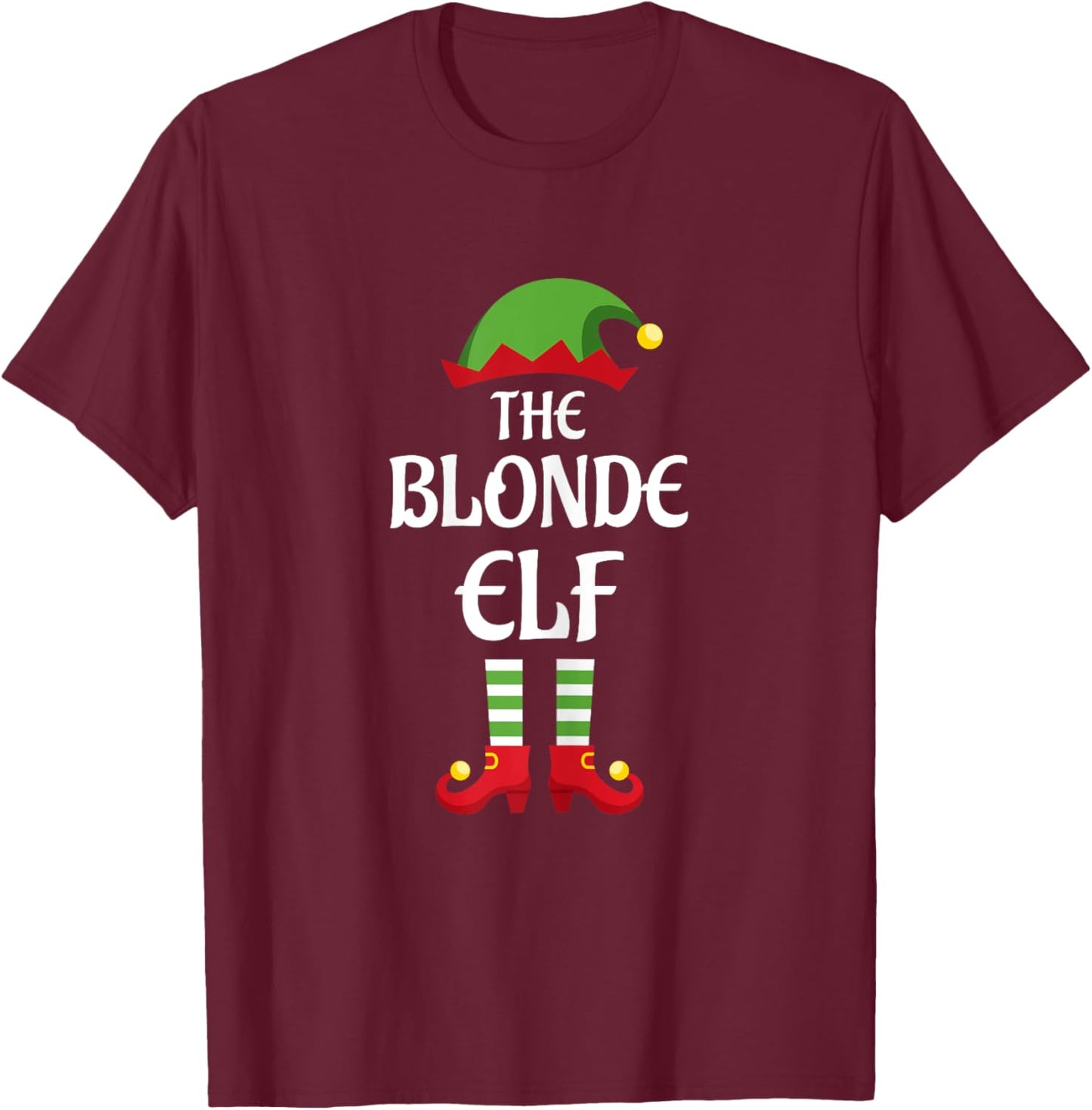 Blonde Elf Family Matching Group Christmas T-Shirt - T-Shirt | Maroon