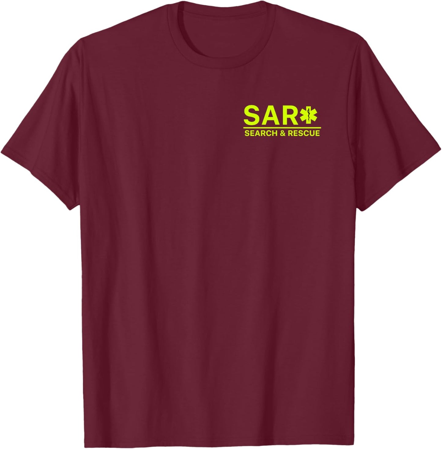 Front & Back Search and Rescue SAR EMS T-Shirt - T-Shirt | Maroon