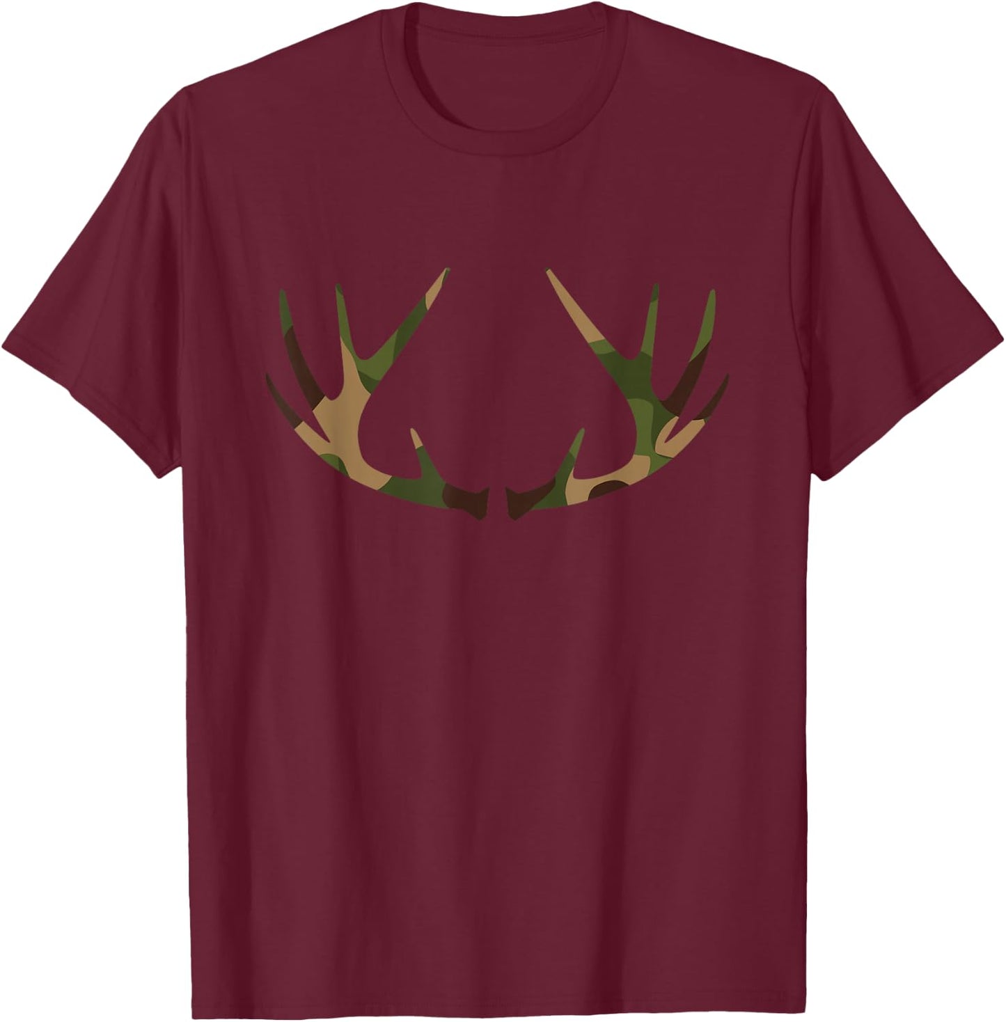 Outdoor Antlers Elk Deer Hunting T-Shirt - T-Shirt | Maroon