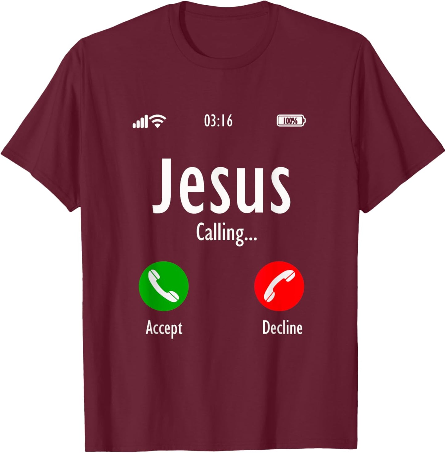 Jesus calls, Christian T T-Shirt - T-Shirt | Maroon