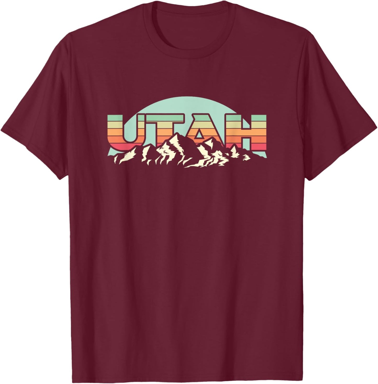 American State Utah - Vintage Mountain Nature Hiking T-Shirt - T-Shirt | Maroon