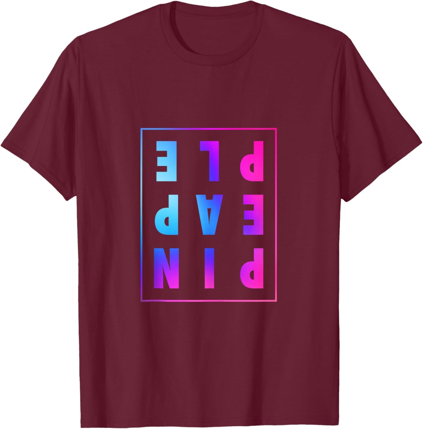 Retro Upside Down Pineapple Swinger Pastel Text Grid T-Shirt - T-Shirt | Maroon