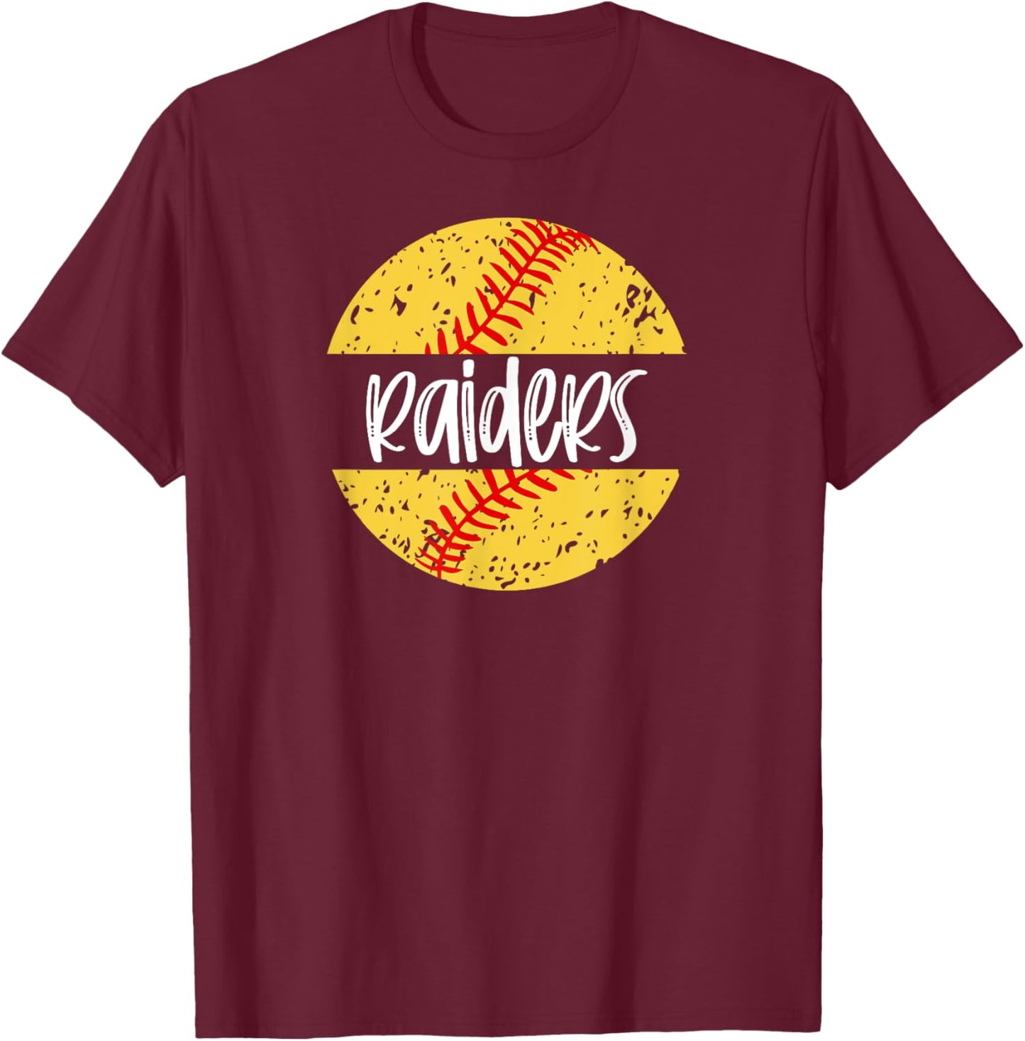 Raiders Softball Team Mascot School Spirit Game Day T-Shirt - T-Shirt | Maroon