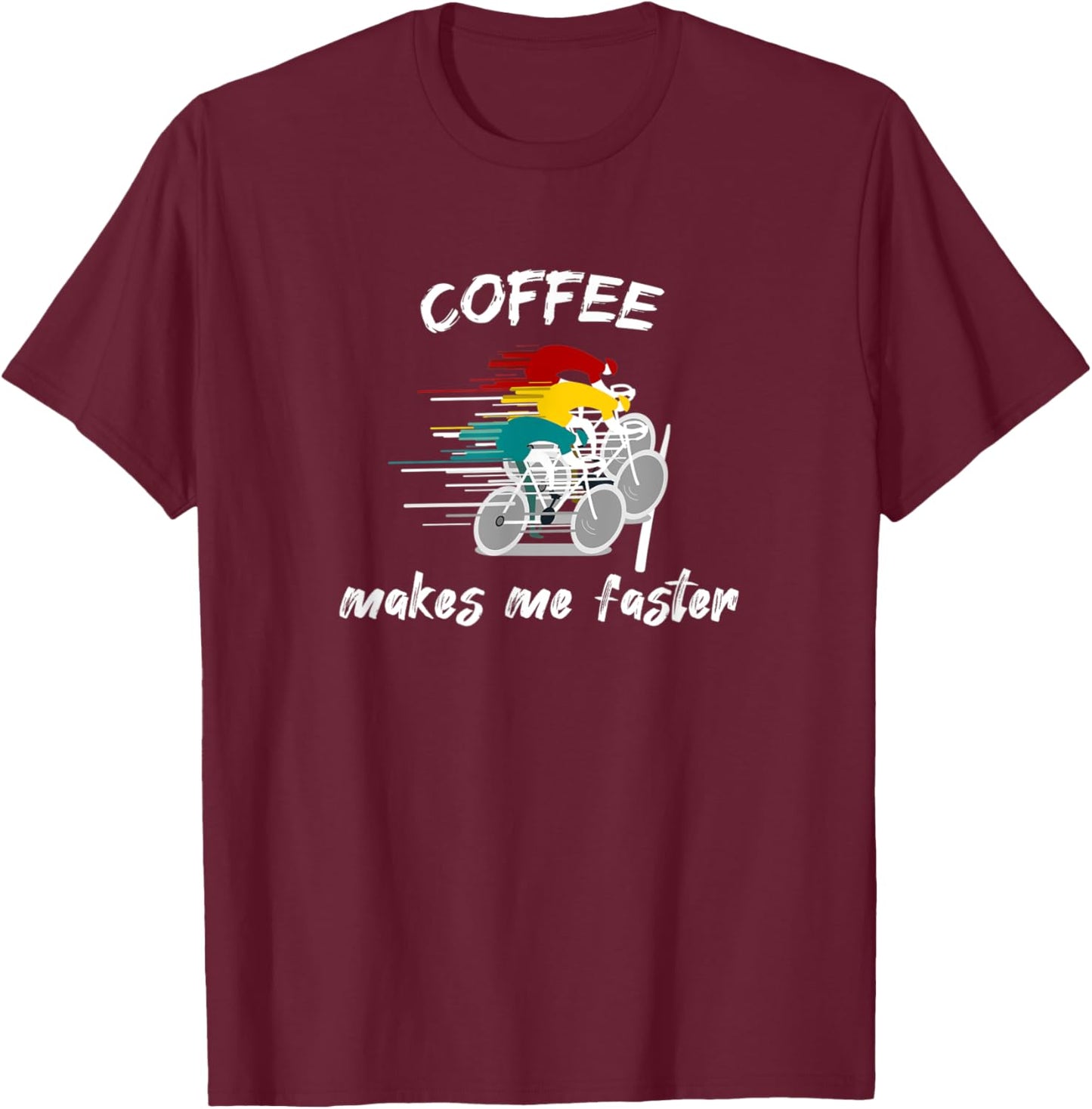 Coffee and Bike, Racing Road Bike, MTB, Triathlon, Latte Art T-Shirt - T-Shirt | Maroon