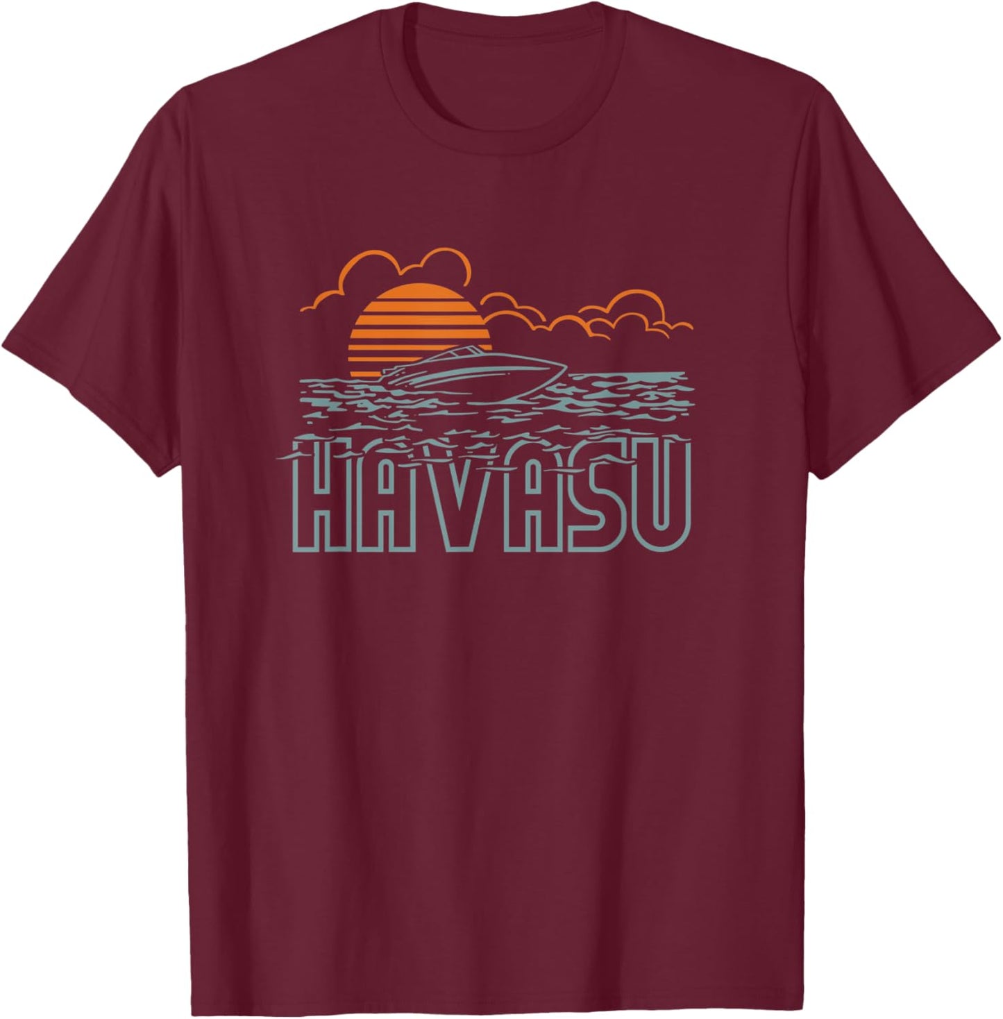 Lake Havasu Arizona boating retro vintage sunset T-Shirt - T-Shirt | Maroon