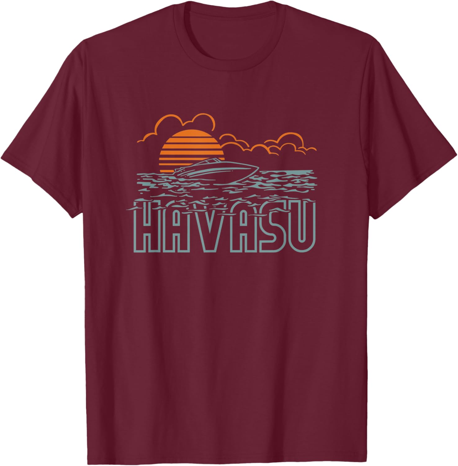 Lake Havasu Arizona boating retro vintage sunset T-Shirt - T-Shirt | Maroon