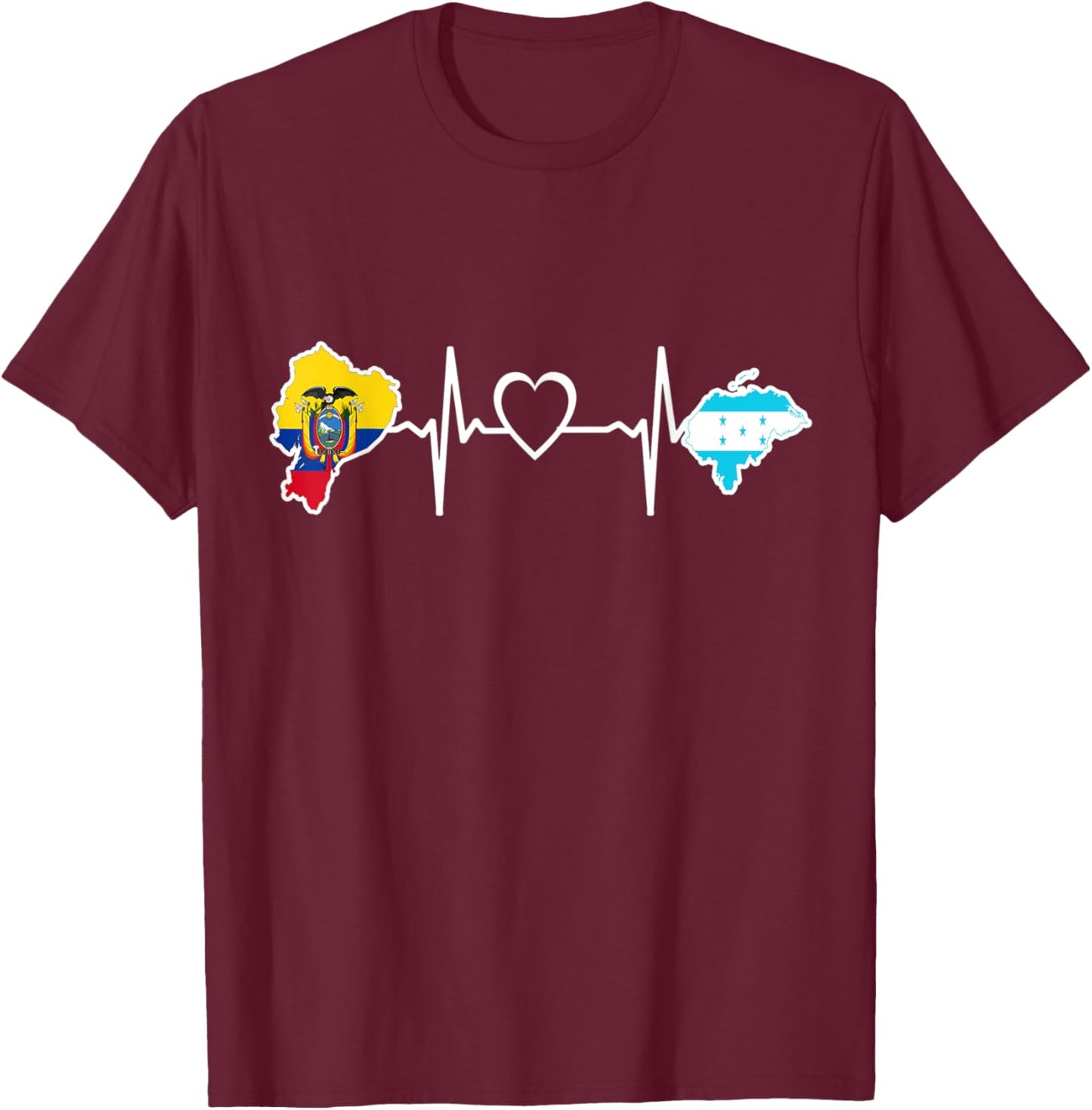 Ecuadorian Honduras Flag - Ecuador Honduran Heartbeat T-Shirt - T-Shirt | Maroon