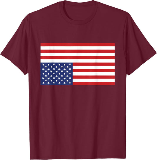 Upside Down American Flag USA Distress T-Shirt - T-Shirt | Maroon