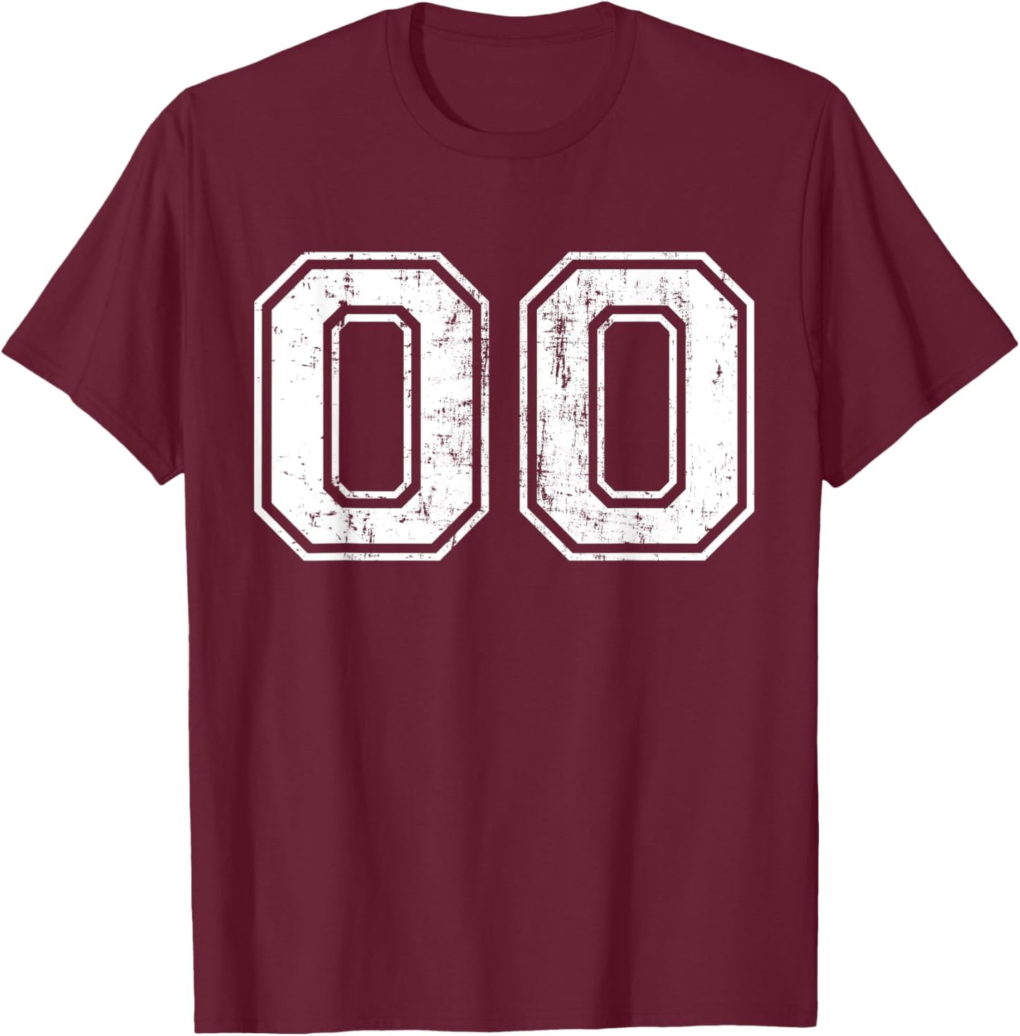 Number 00 Distressed Vintage Sports Training Practice Team T-Shirt - T-Shirt | Maroon