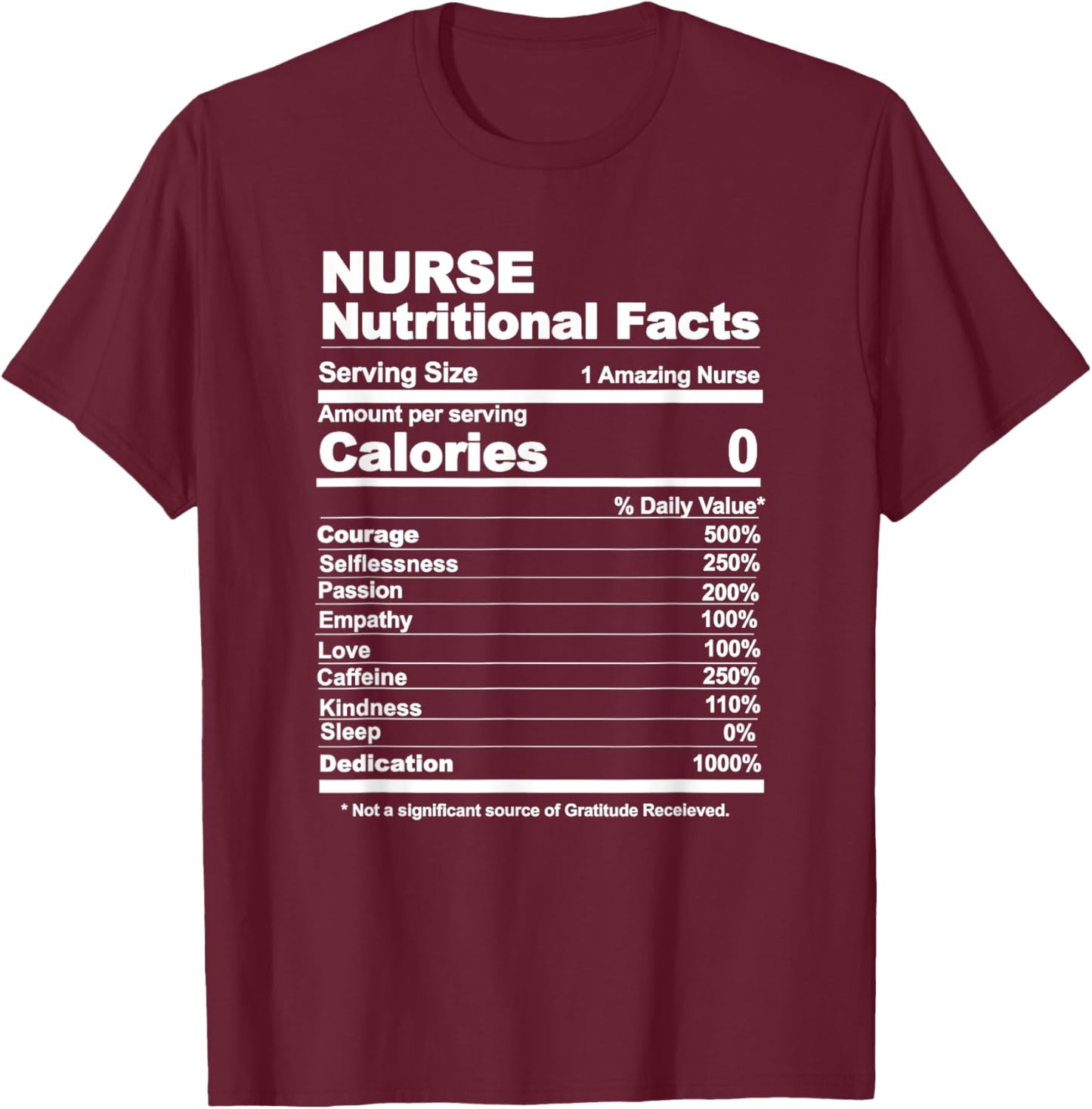 Nurse nutritional facts T-Shirt - T-Shirt | Maroon