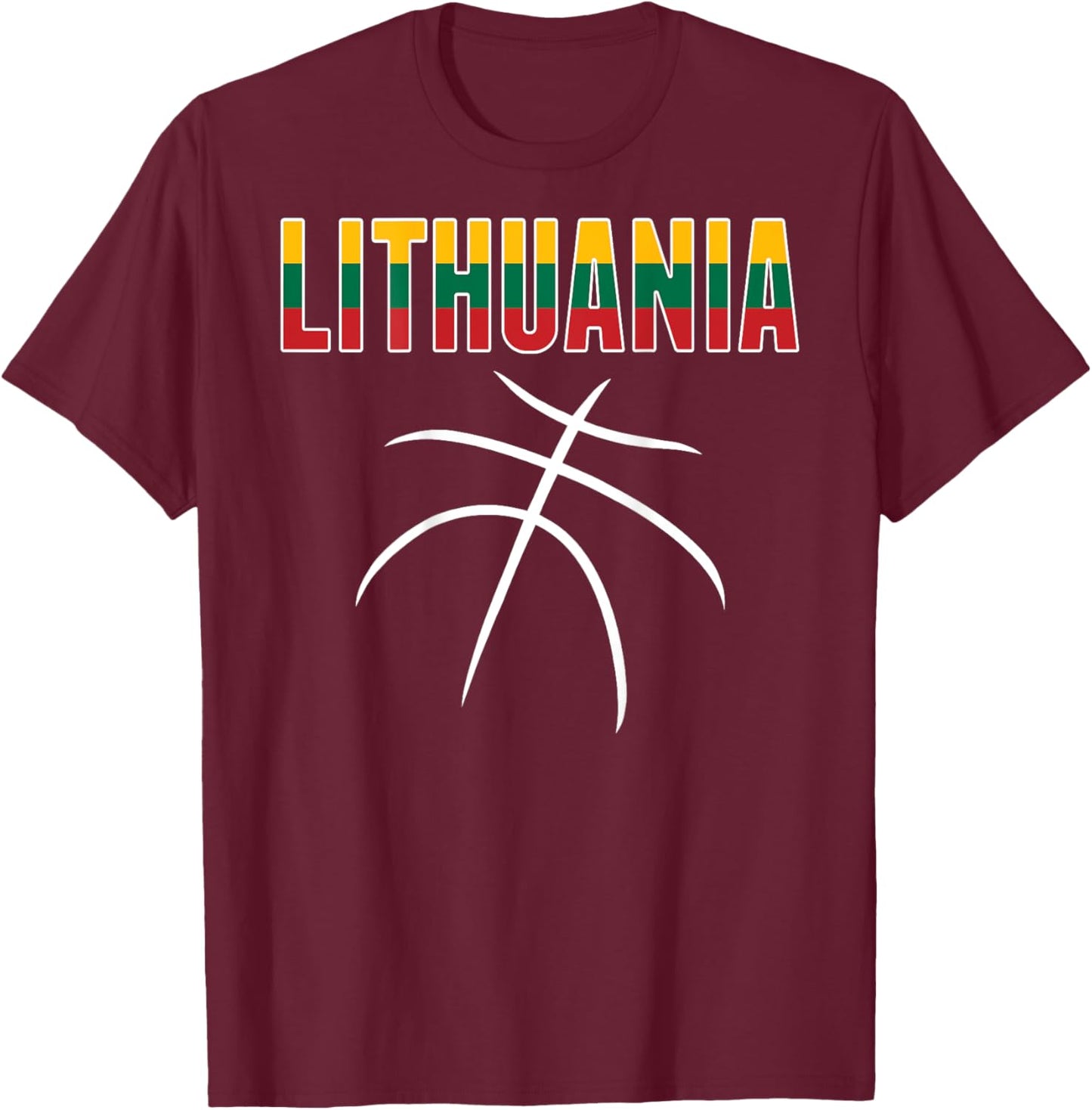 Lithuania Basketball Fans Jersey - Lithuanian Sport Lovers T-Shirt - T-Shirt | Maroon