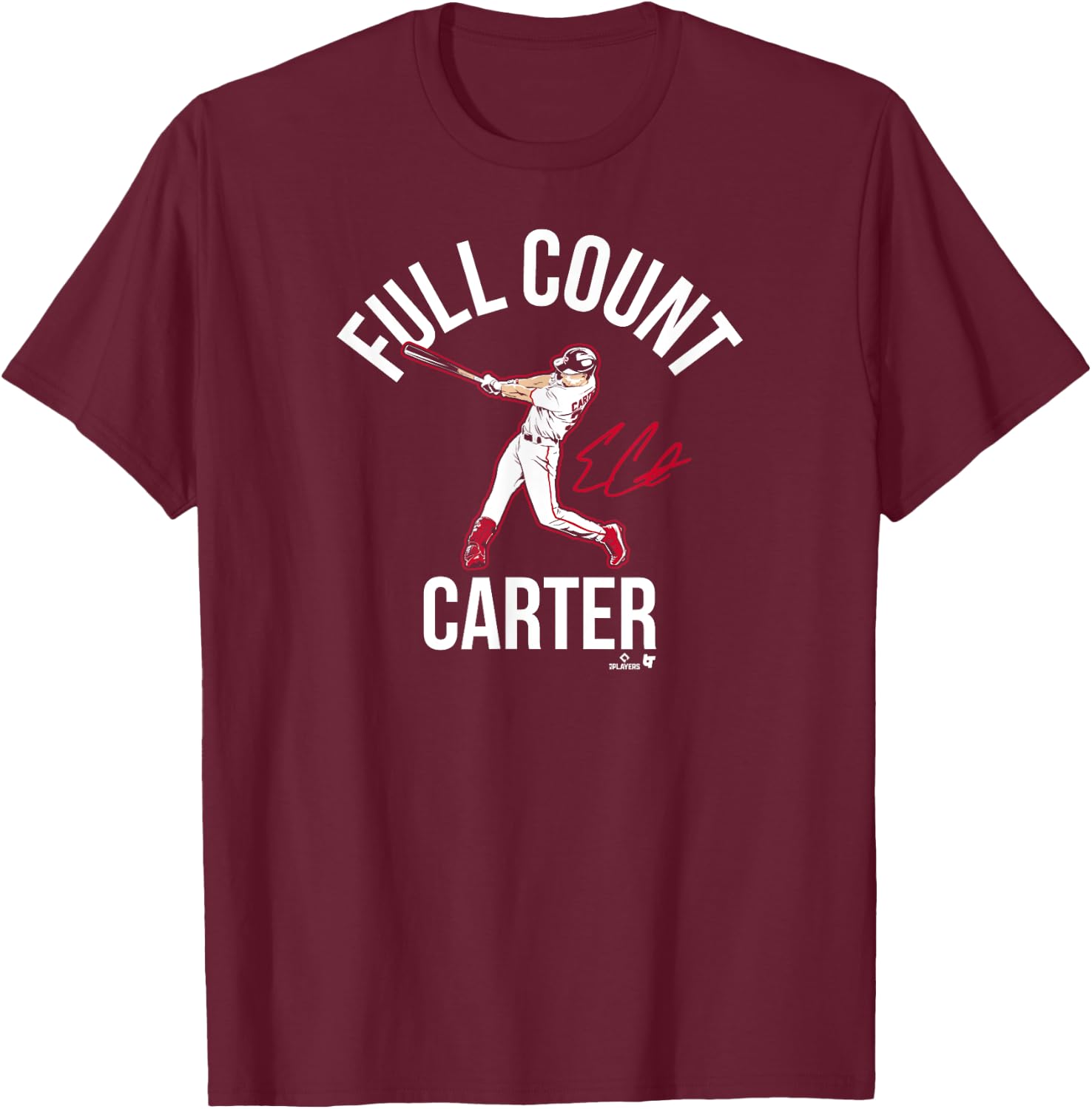 Evan Carter - Full Count Carter - Texas Baseball T-Shirt - T-Shirt | Maroon