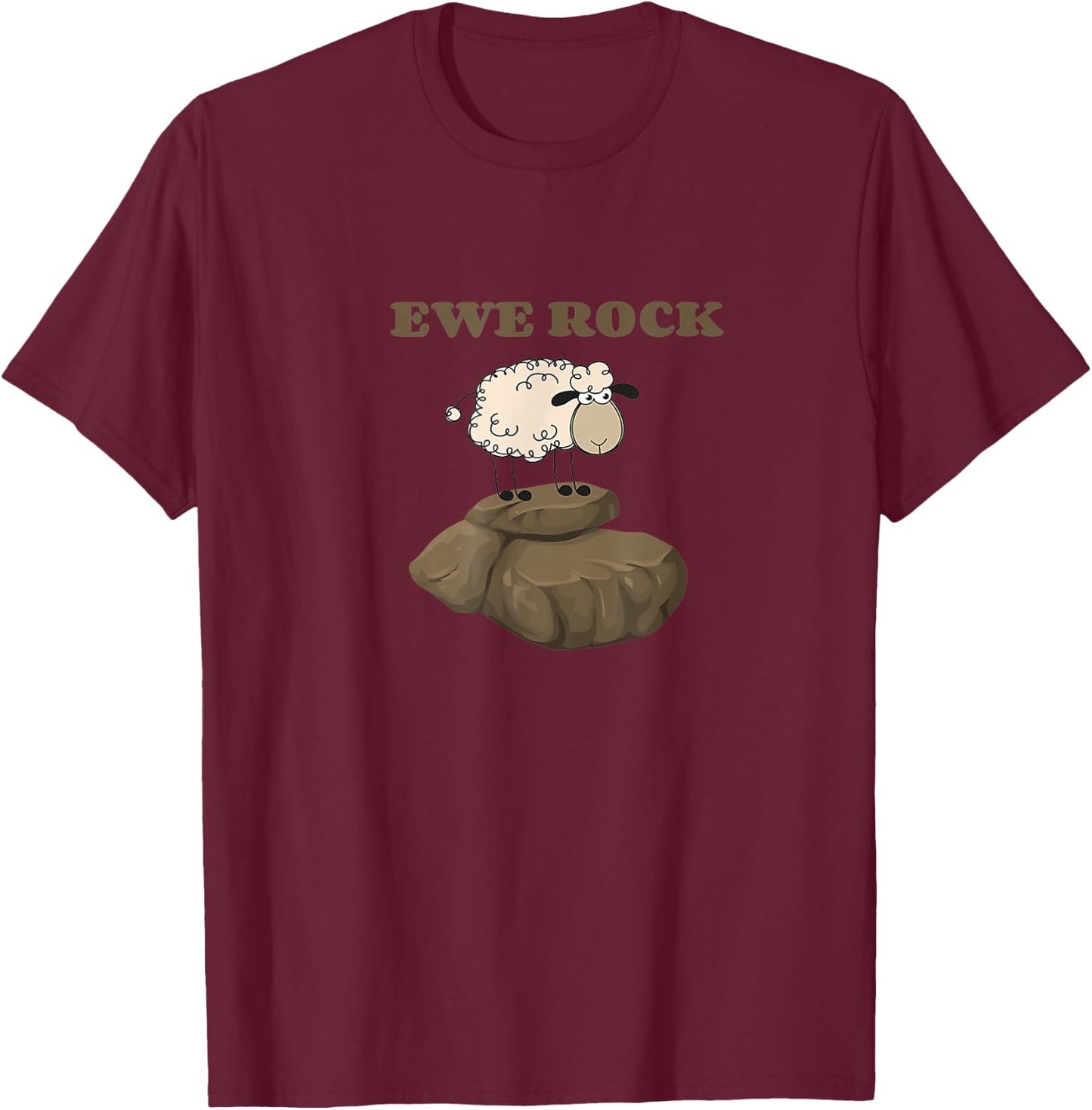 Ewe Rock Funny Sheep Pun Shirt T-Shirt - T-Shirt | Maroon