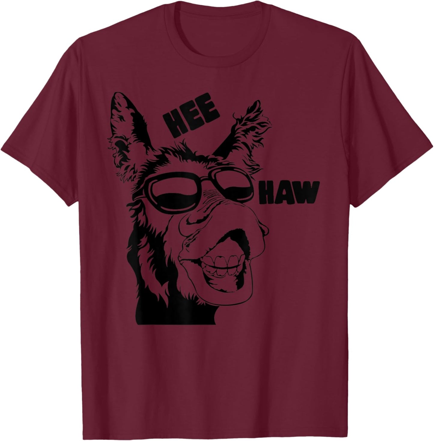 Sweet & Simple Christmas Stuff Hee Haw Cool Donkey - Kids & Adults - Grey - Small - Short Sleeve T-Shirt - T-Shirt | Maroon