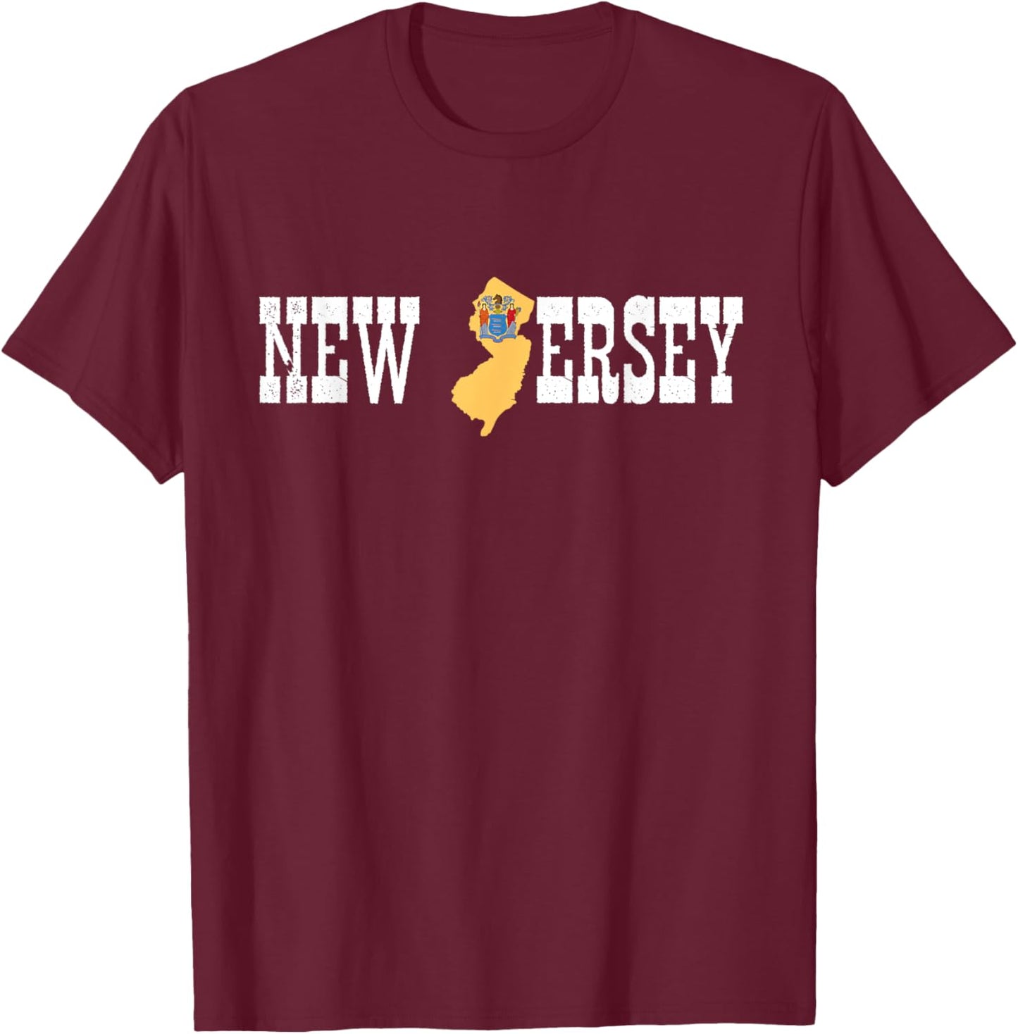 New Jersey State and New Jersey Flag Pride for New Jersey T-Shirt - T-Shirt | Maroon