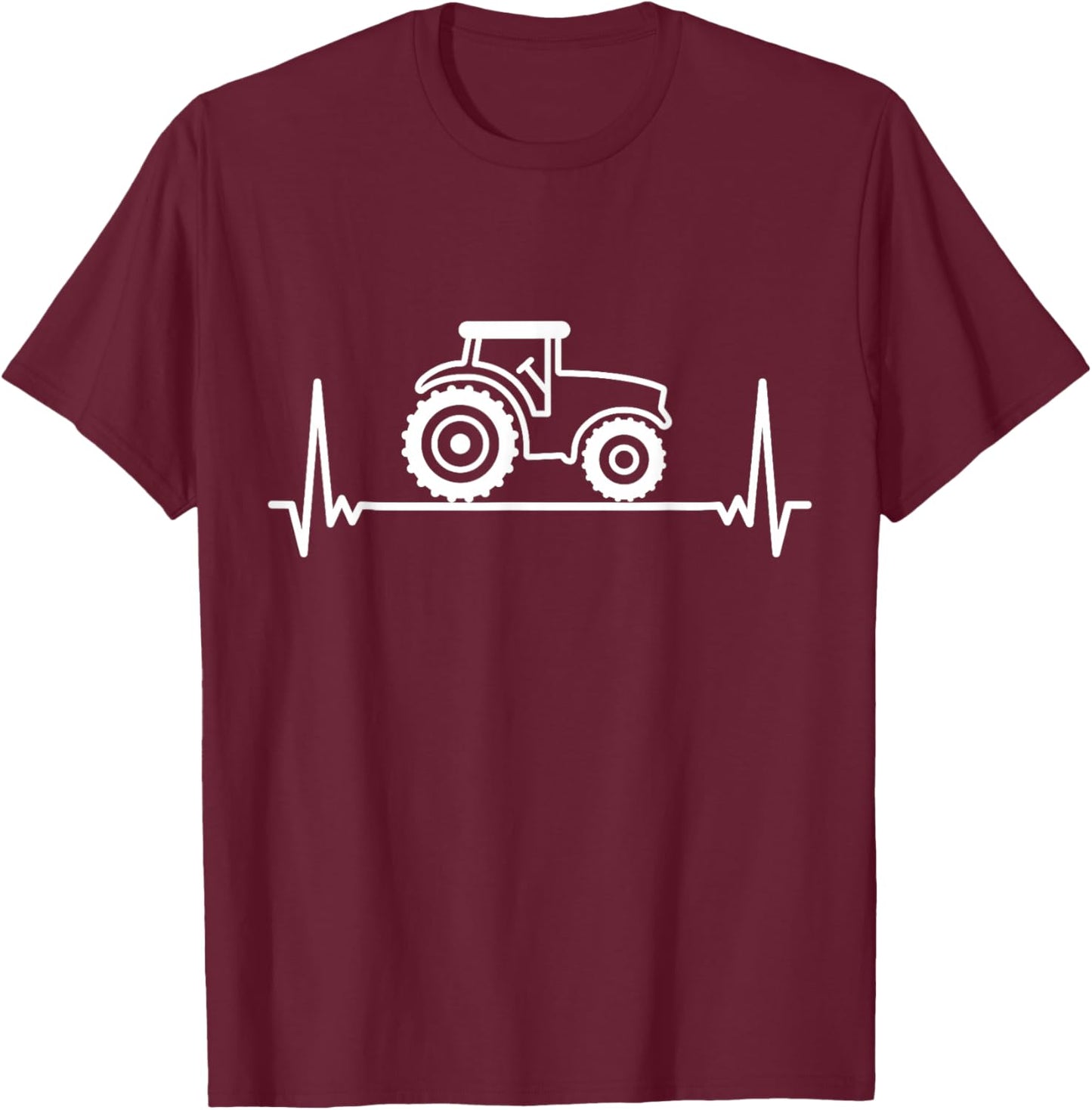Heartbeat Tractor Pulse ECG Farmer Farmer Trekker Tug T-Shirt - T-Shirt | Maroon