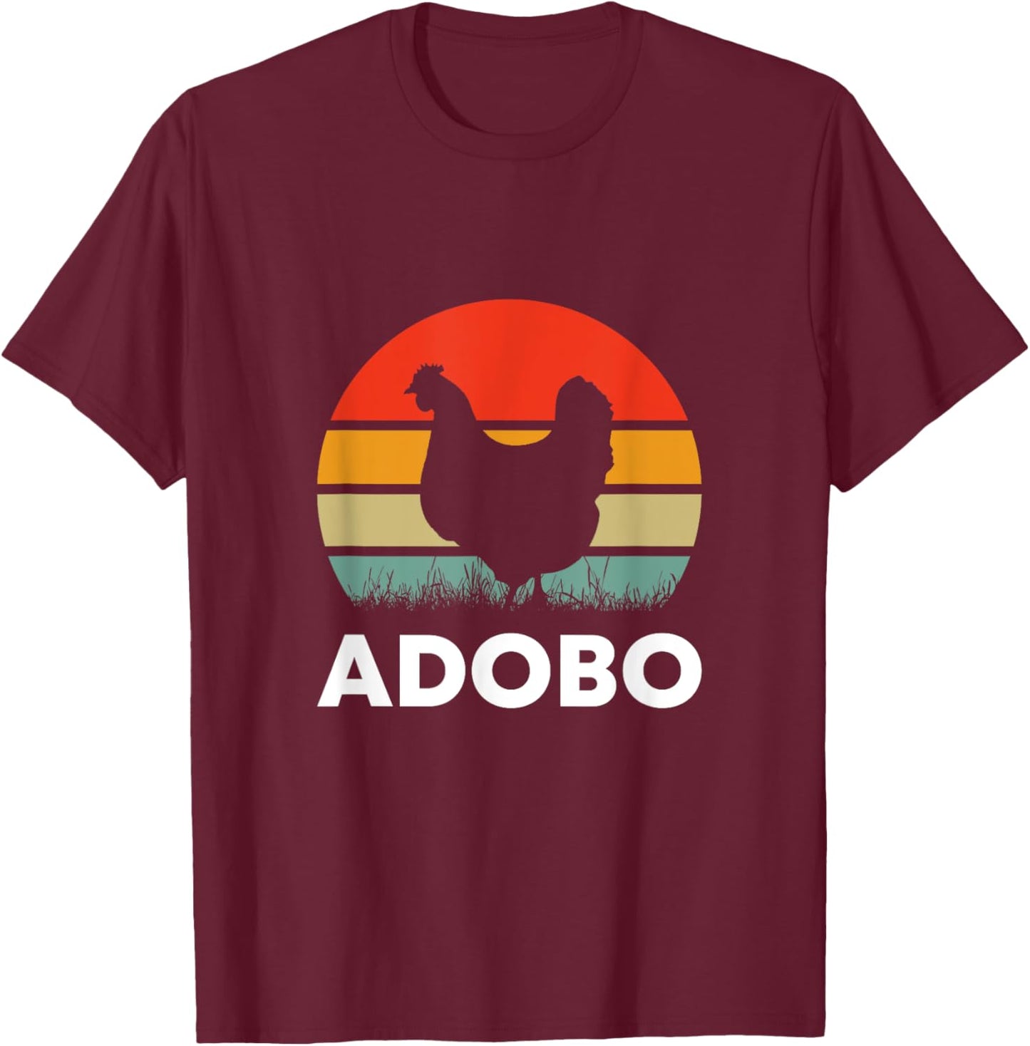 Retro Chicken Adobo Funny Filipino Filipina Philippines Food T-Shirt - T-Shirt | Maroon