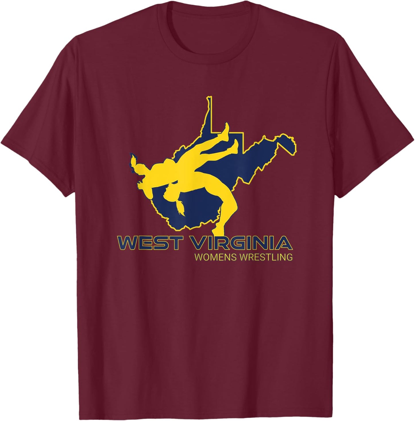 West Virginia Women Wrestling High School Girl Wrestler Team T-Shirt - T-Shirt | Maroon