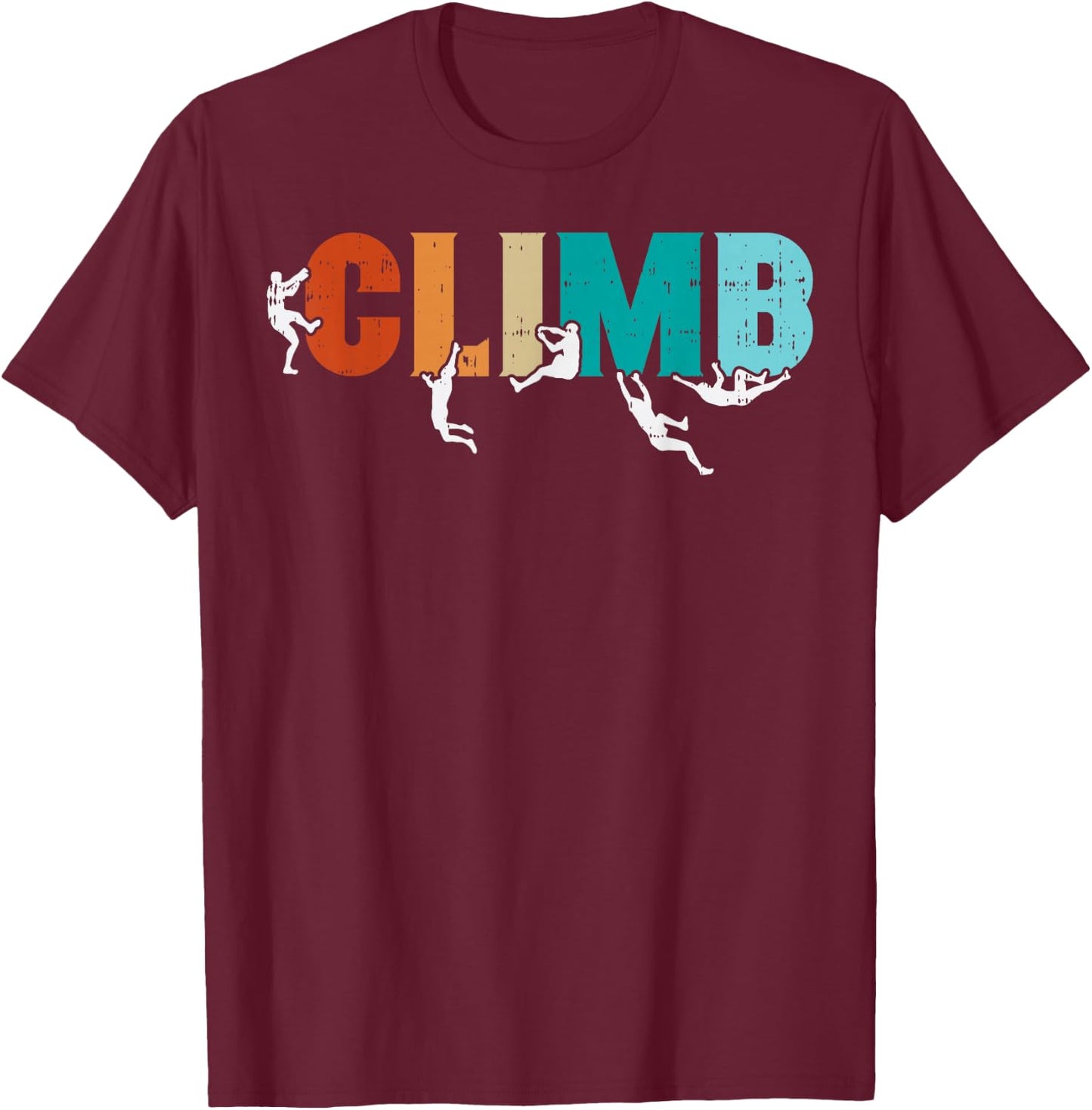 Climb Word Rock Climber Retro Bouldering Men Boys Kids Women T-Shirt - T-Shirt | Maroon