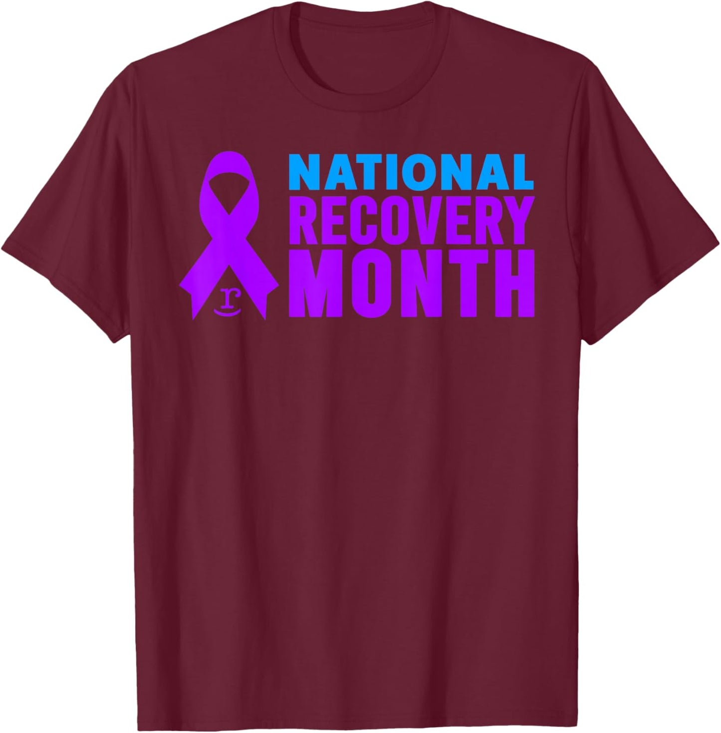 National Recovery Month - Purple Ribbon T-Shirt - T-Shirt | Maroon