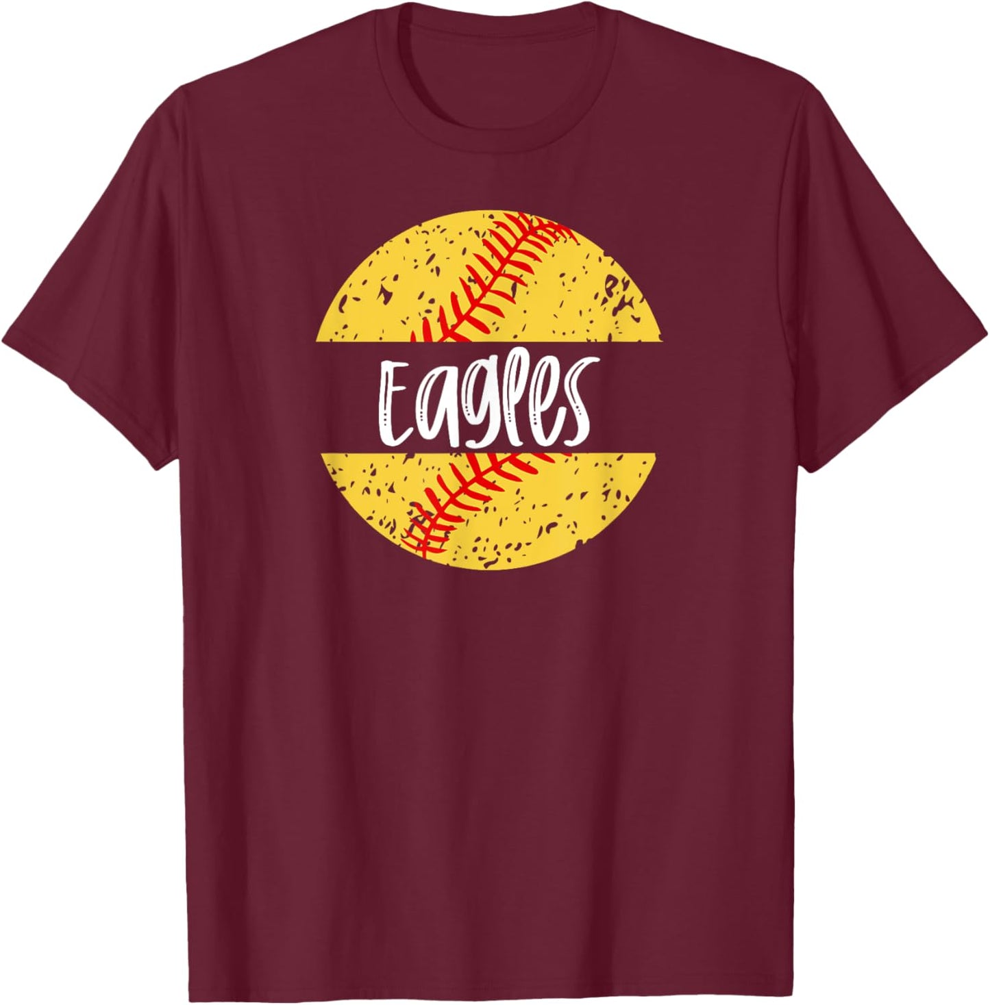 Eagles Softball Team Mascot School Spirit Game Day T-Shirt - T-Shirt | Maroon