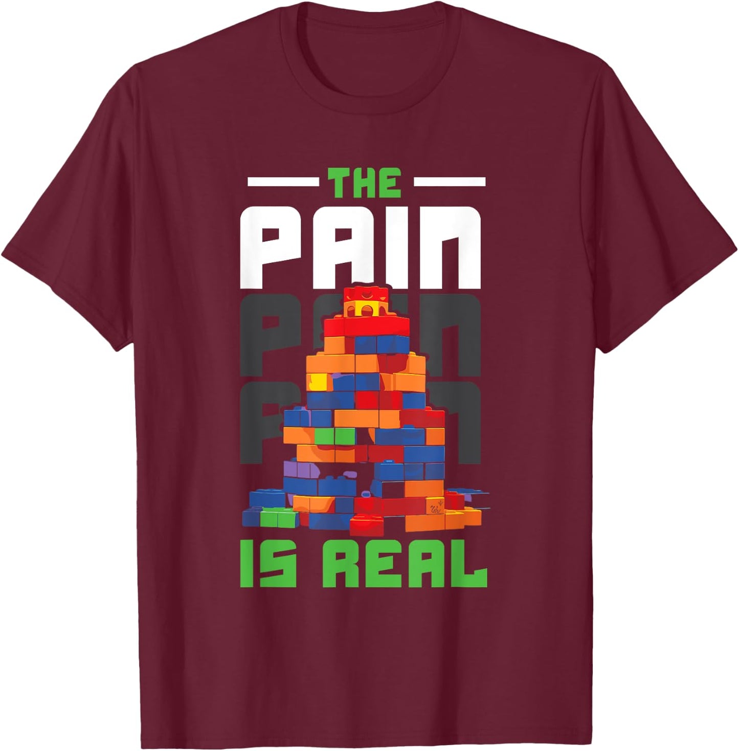 Master Builder Bricks Blocks Play Toys T-Shirt - T-Shirt | Maroon