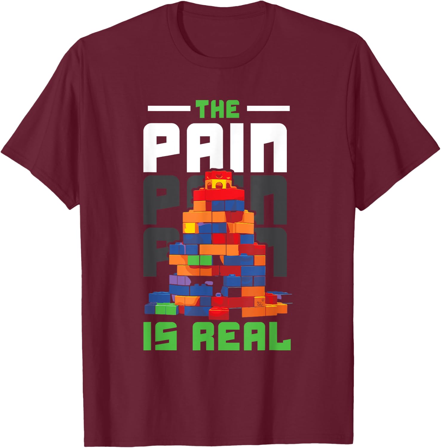 Master Builder Bricks Blocks Play Toys T-Shirt - T-Shirt | Maroon